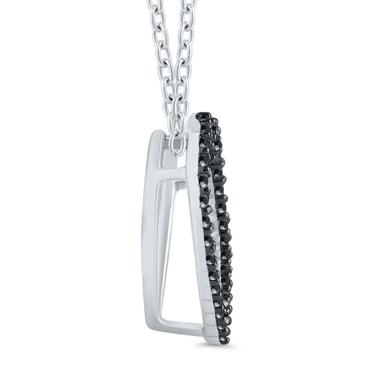 Black Diamond Heart Pendant in Sterling Silver (1/10 ct. tw.)