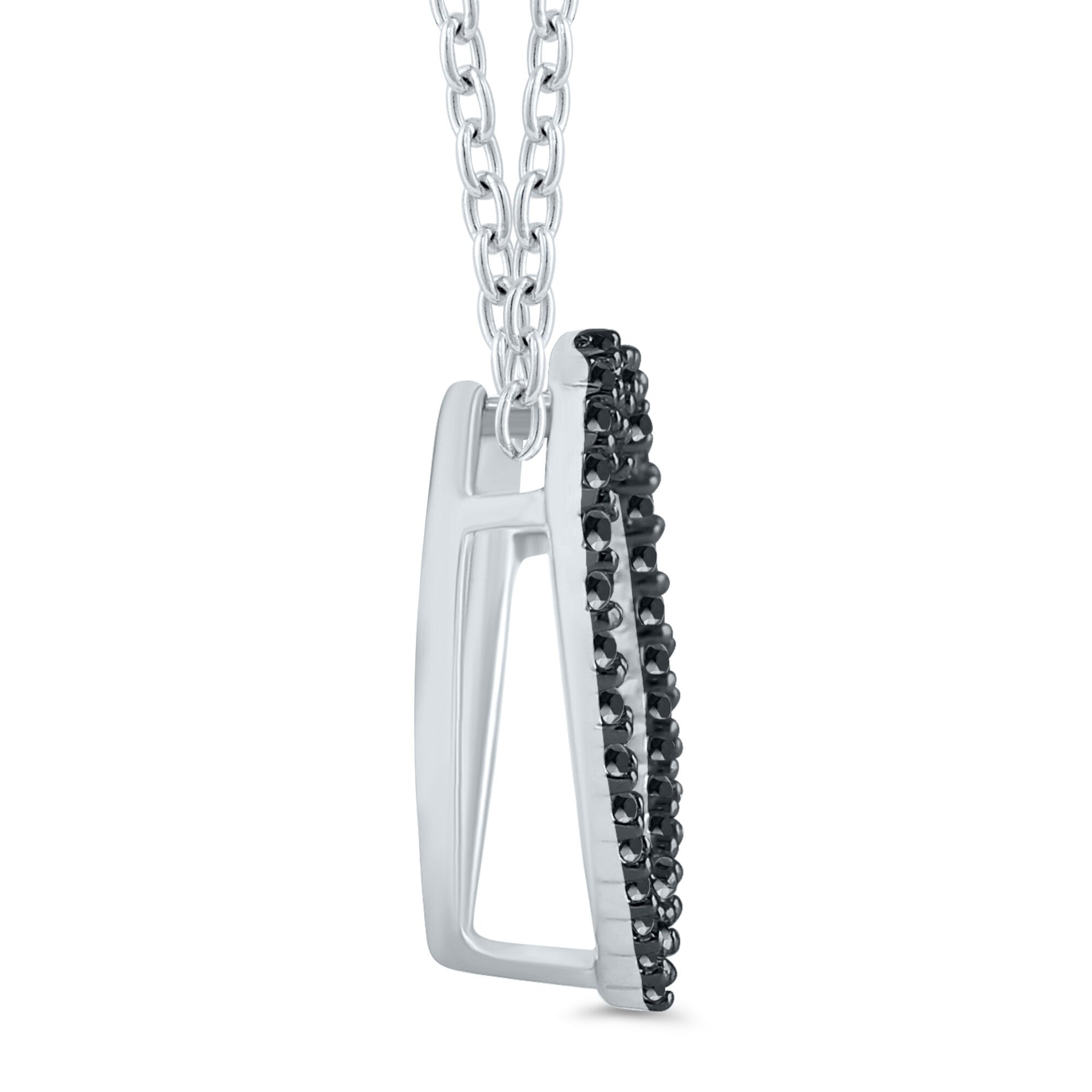 Black Diamond Heart Pendant in Sterling Silver (1/10 ct. tw.)