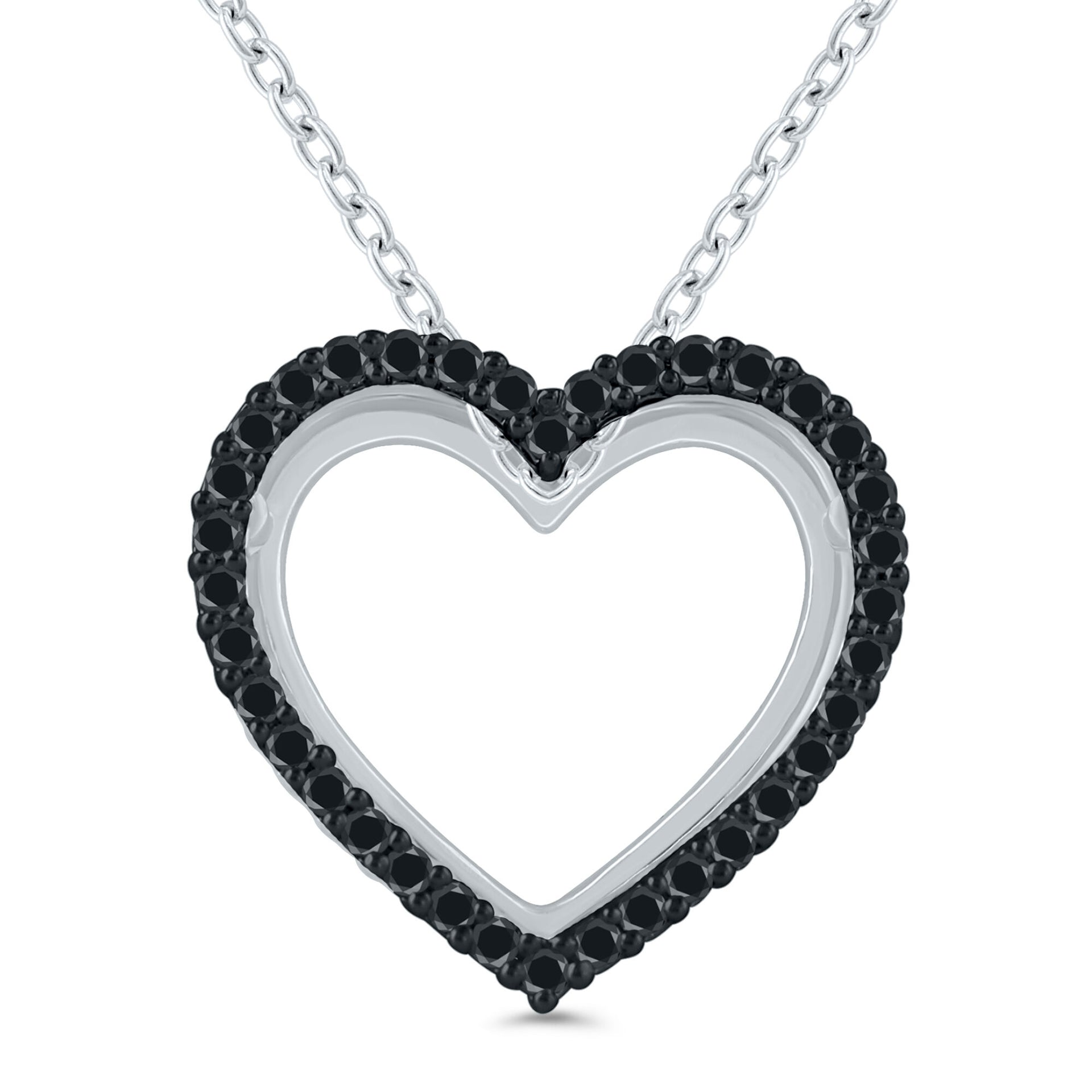 Black Diamond Heart Pendant in Sterling Silver (1/10 ct. tw.)