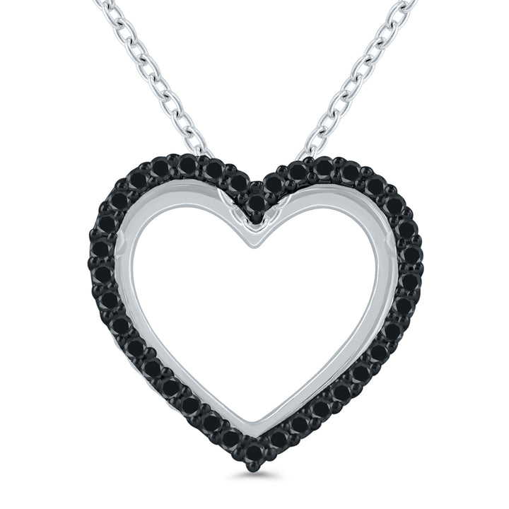 Black Diamond Heart Pendant in Sterling Silver (1/10 ct. tw.)