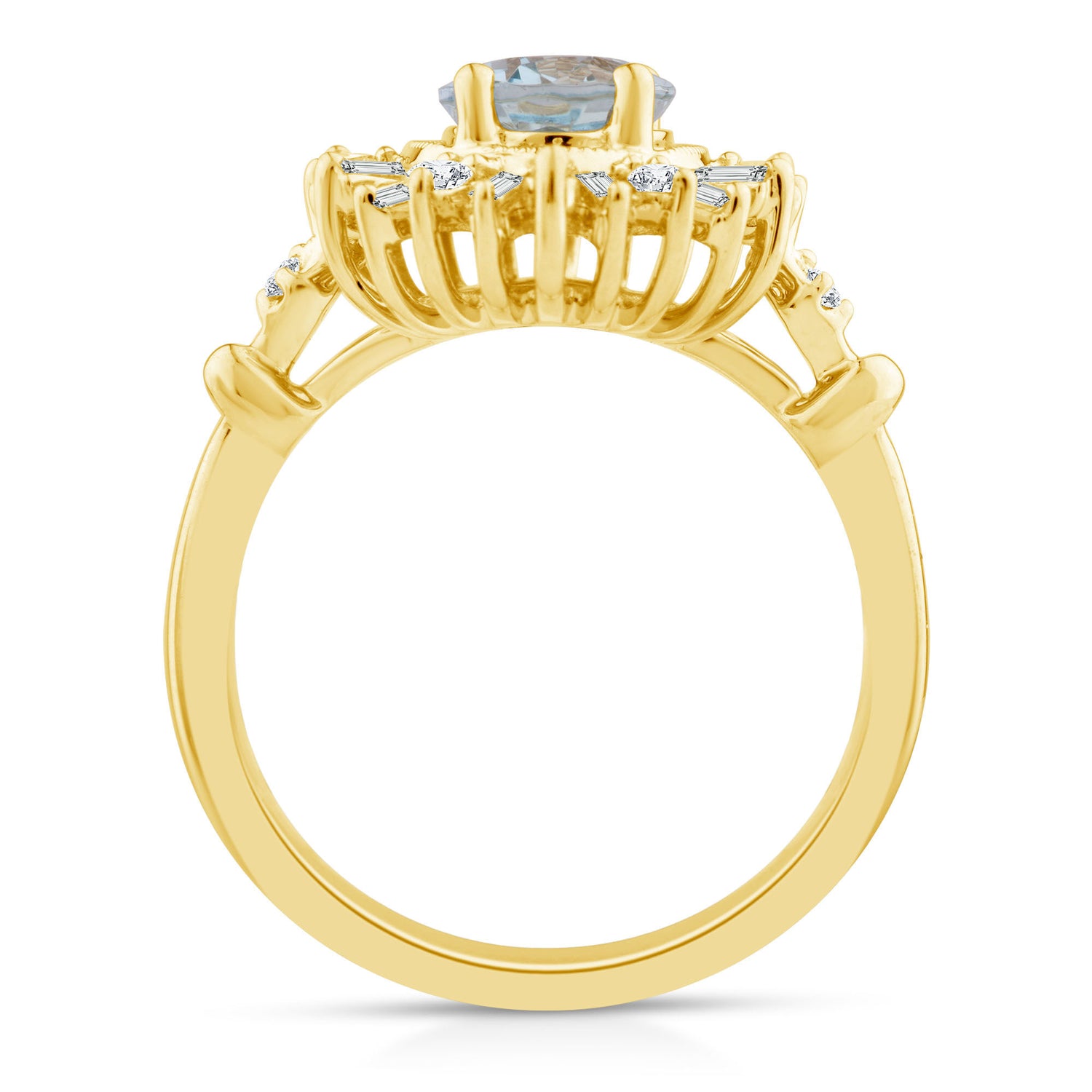 Aquamarine and Diamond Ring in 14K Yellow Gold (1/2 ct. tw.)