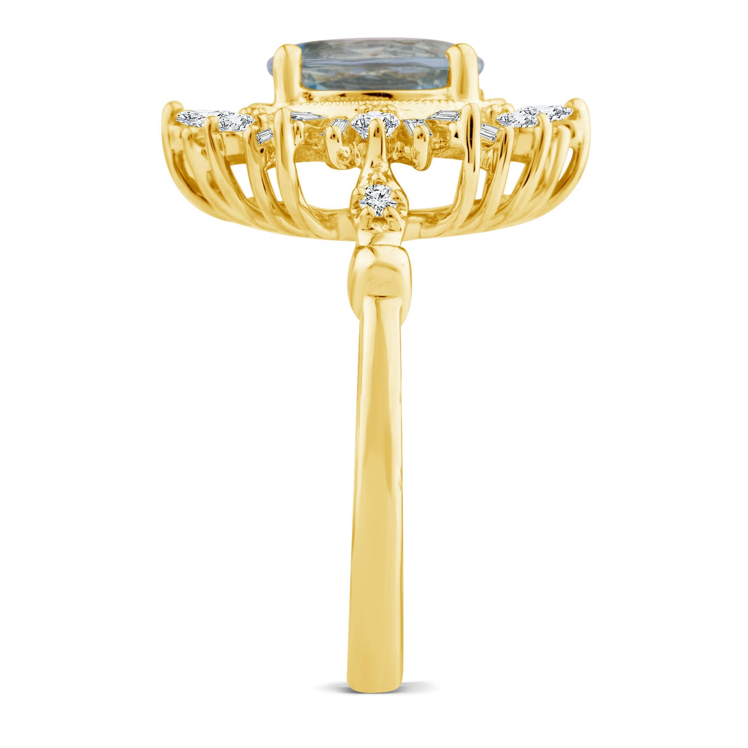 Aquamarine and Diamond Ring in 14K Yellow Gold (1/2 ct. tw.)