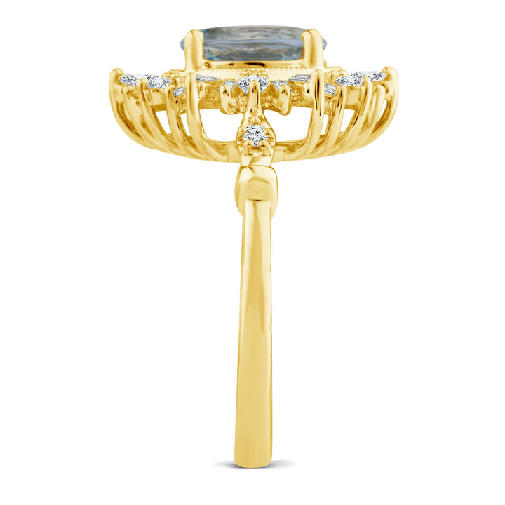 Aquamarine and Diamond Ring in 14K Yellow Gold (1/2 ct. tw.)