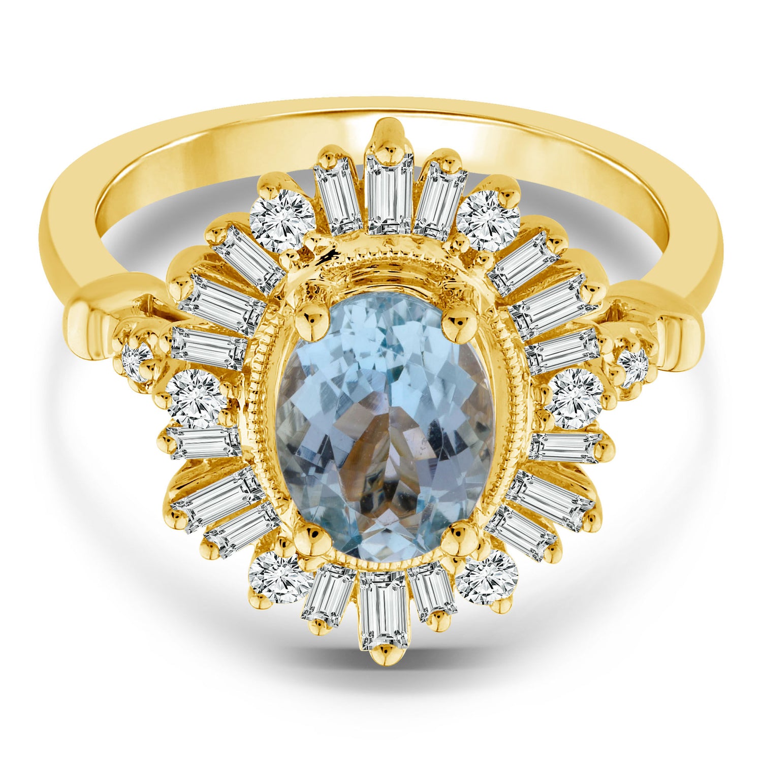 Aquamarine and Diamond Ring in 14K Yellow Gold (1/2 ct. tw.)