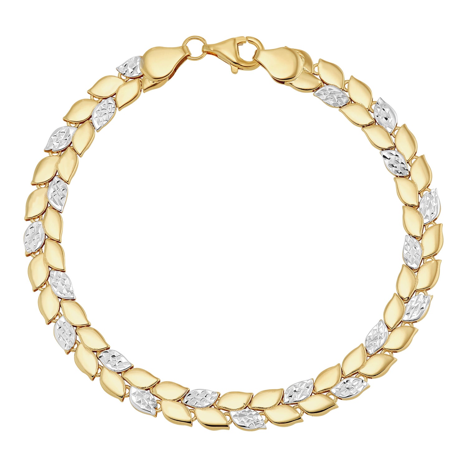Leaf Stampato Bracelet in 10K Yellow and White Gold