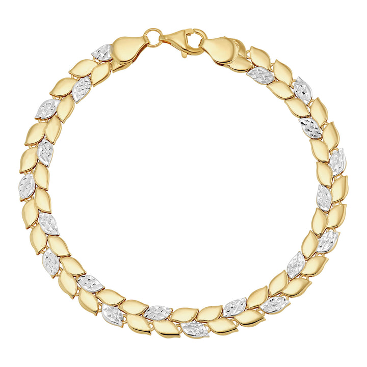 Leaf Stampato Bracelet in 10K Yellow and White Gold