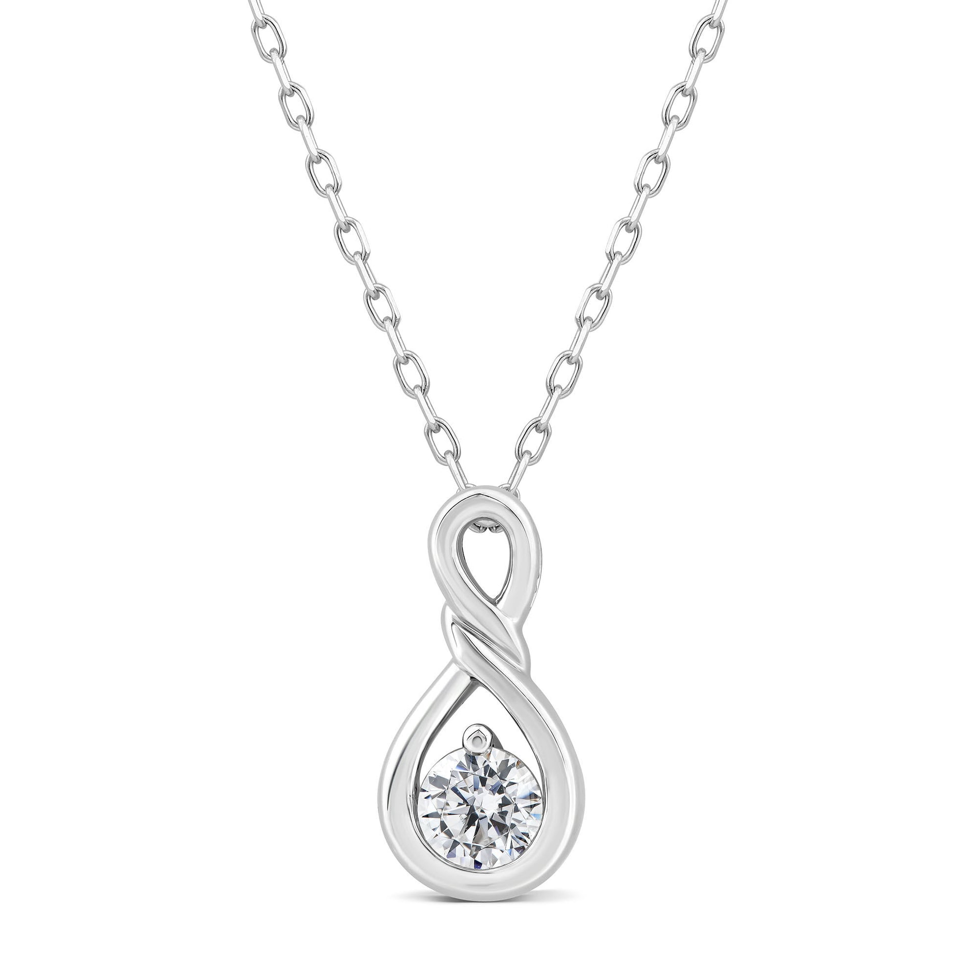 Lab Grown Diamond Infinity Pendant in 10K White Gold (1/4 ct. tw.)
