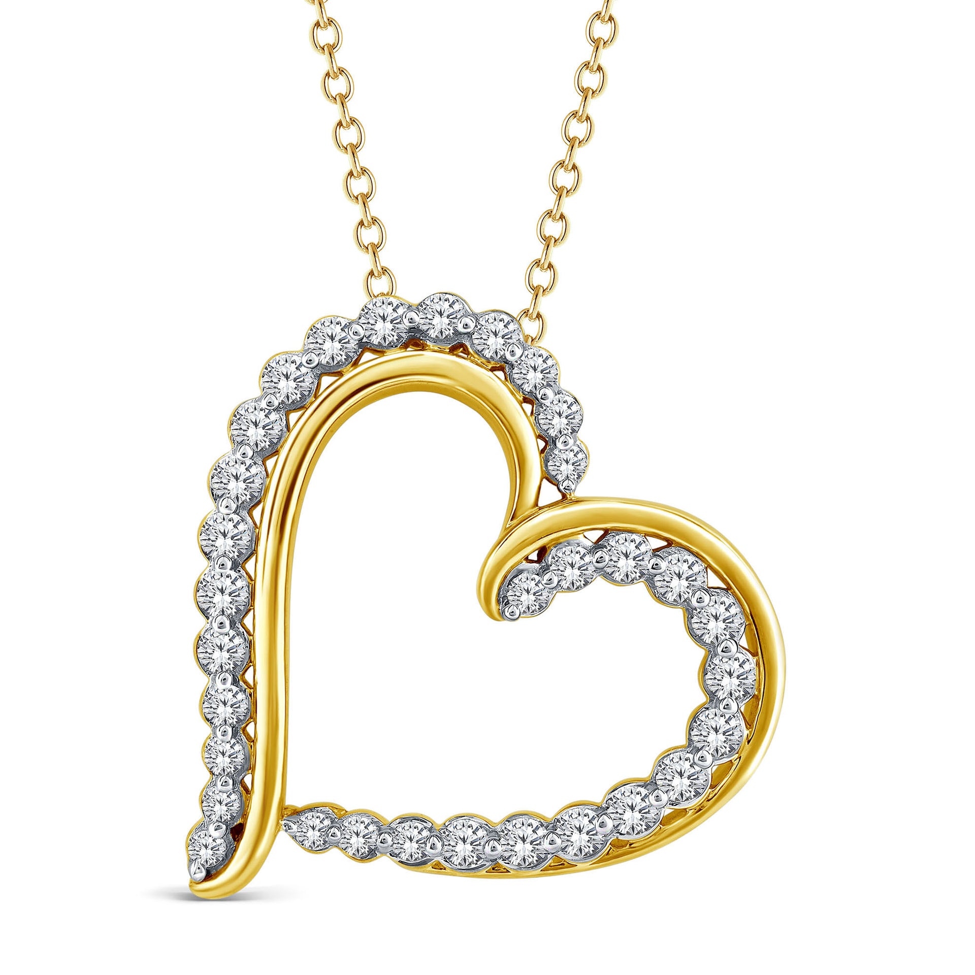 Lab Grown Diamond Heart Pendant in 10K Yellow Gold (1/2 ct. tw.)