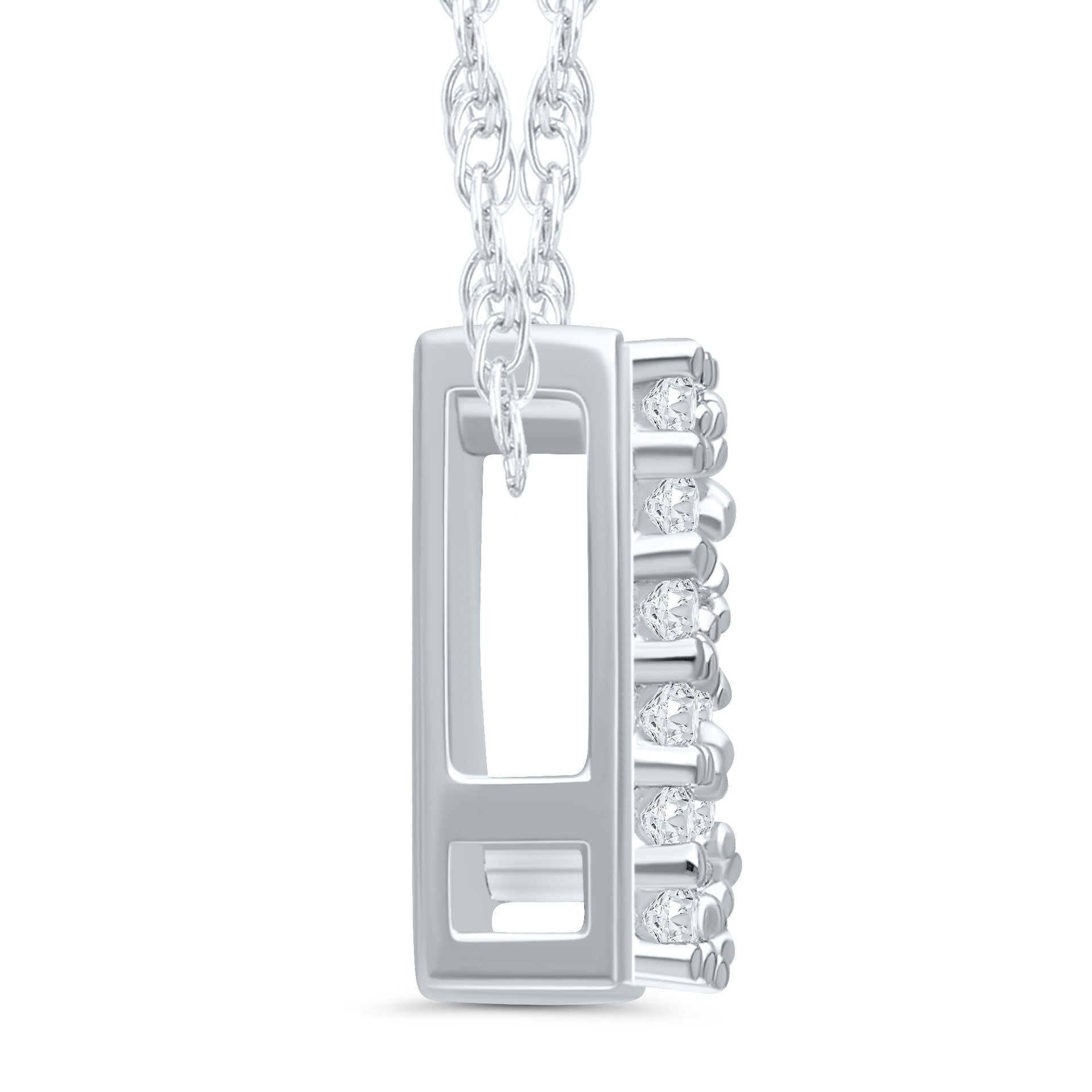 Diamond Accent Initial B Pendant in 10K White Gold