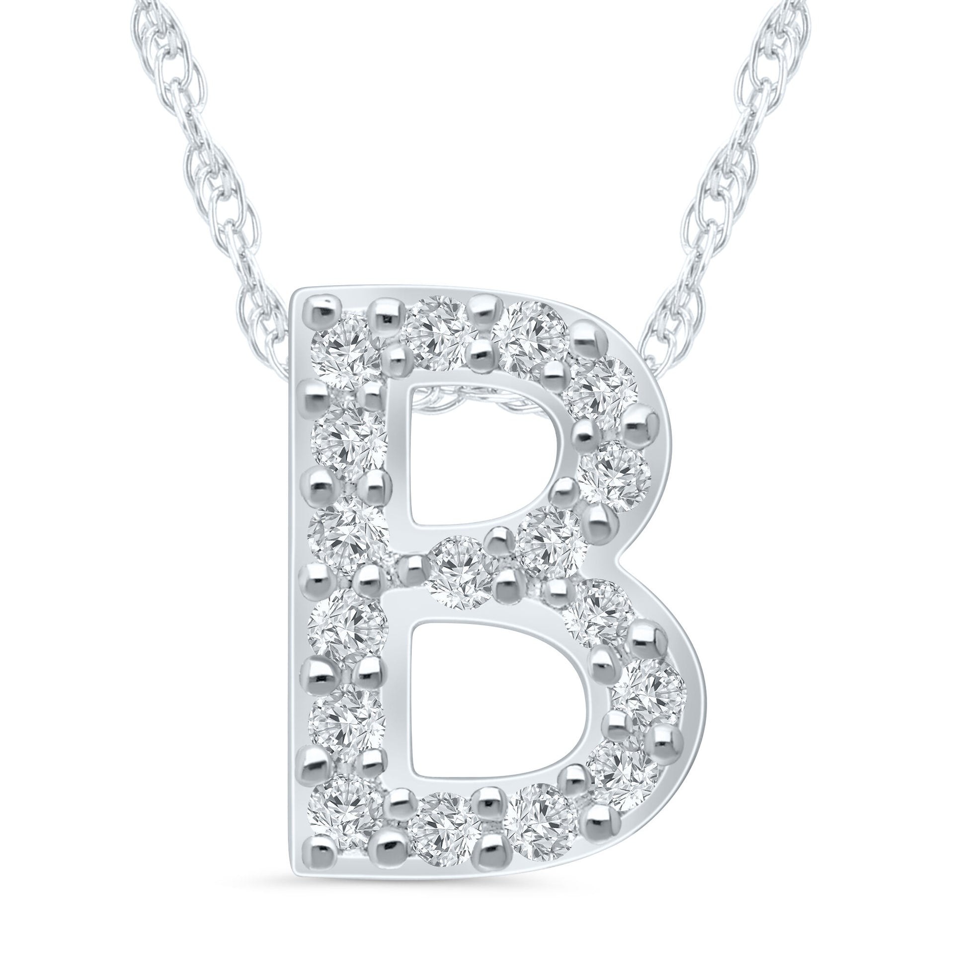 Diamond Accent Initial B Pendant in 10K White Gold