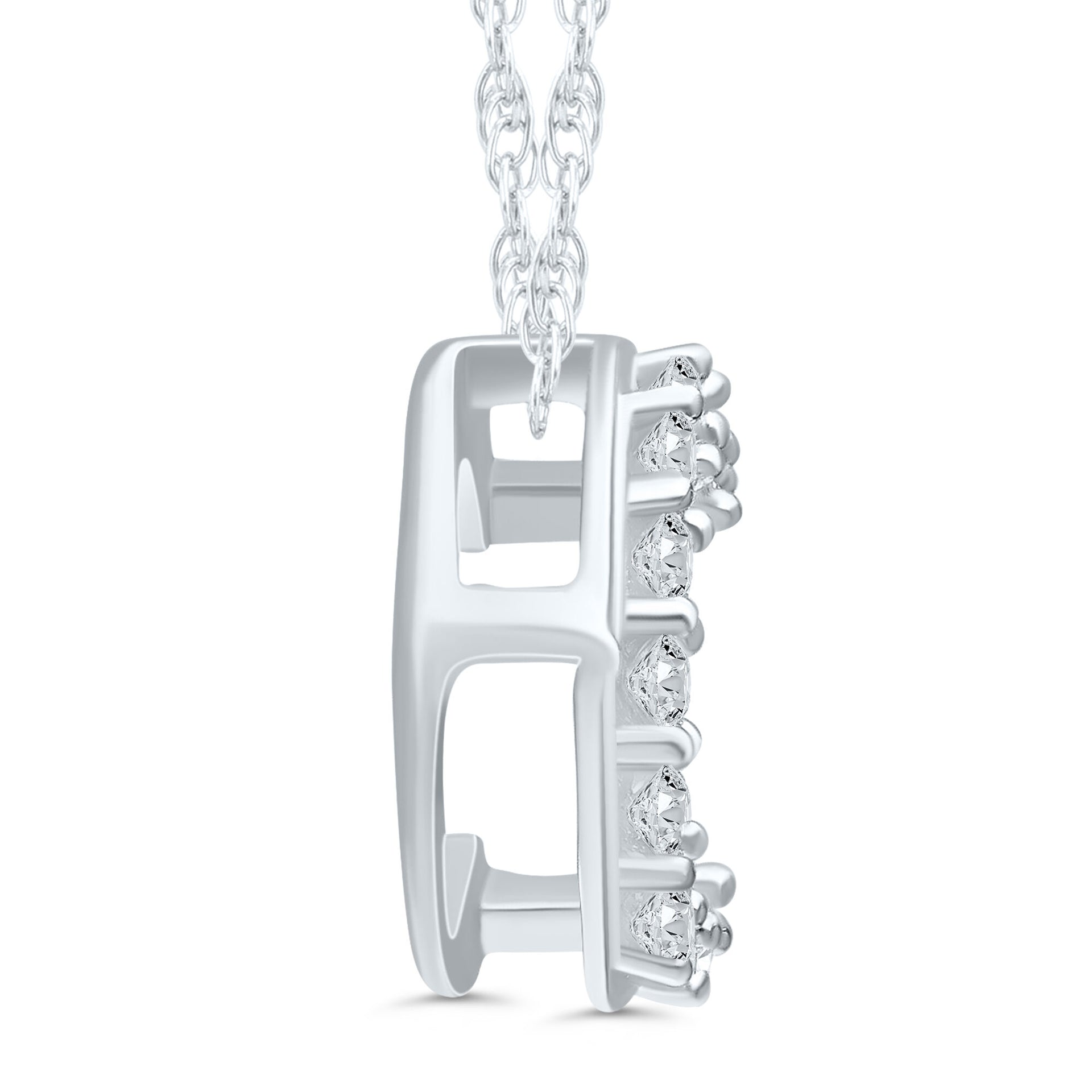 Diamond Accent Initial C Pendant in 10K White Gold