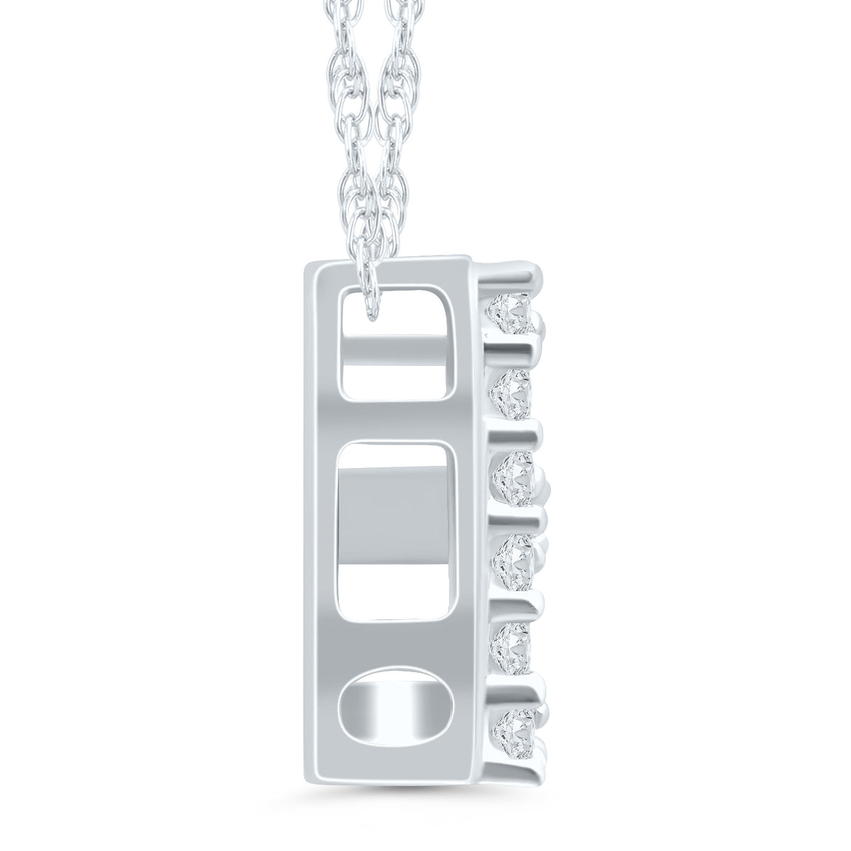 Diamond Accent Initial E Pendant in 10K White Gold