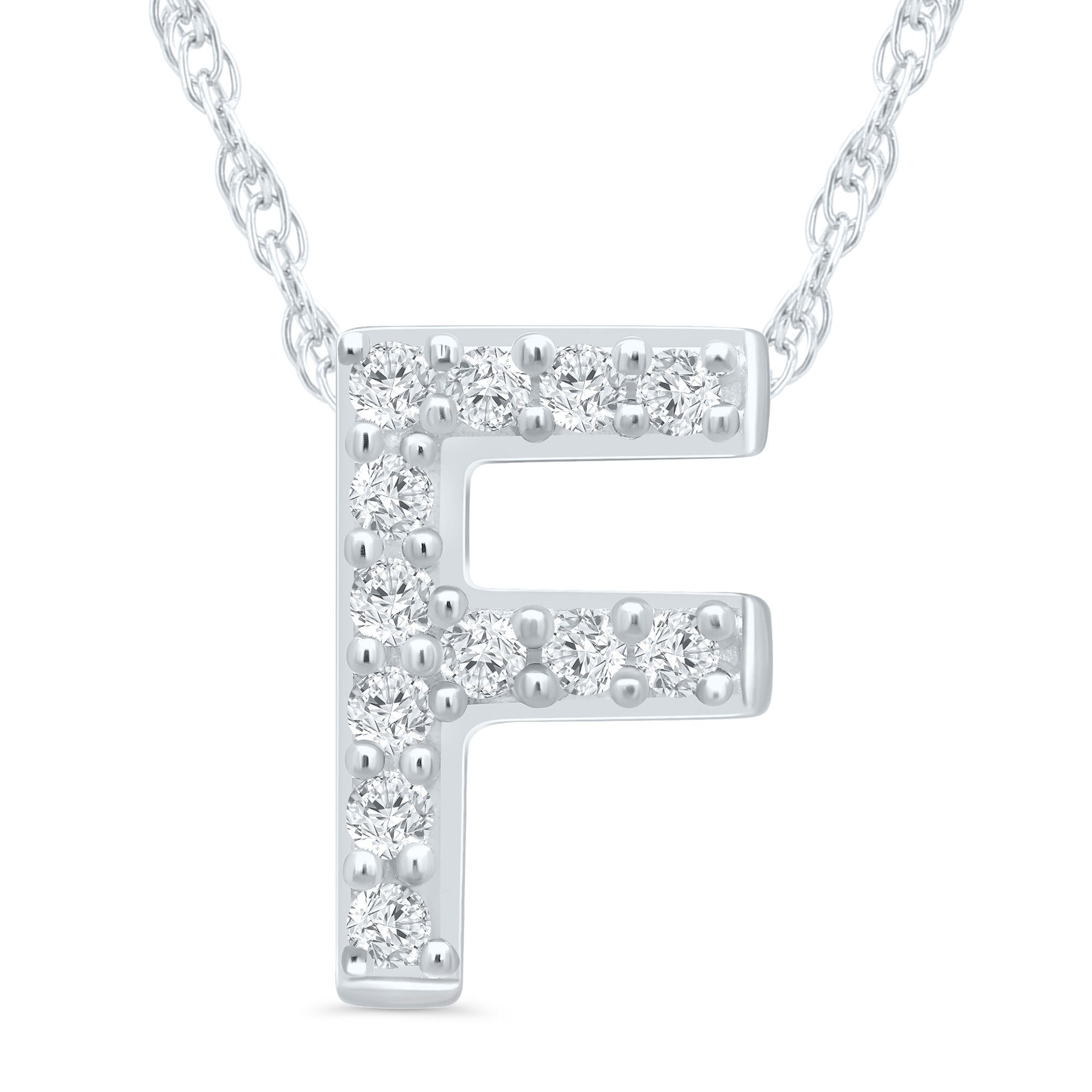 Diamond Accent Initial F Pendant in 10K White Gold