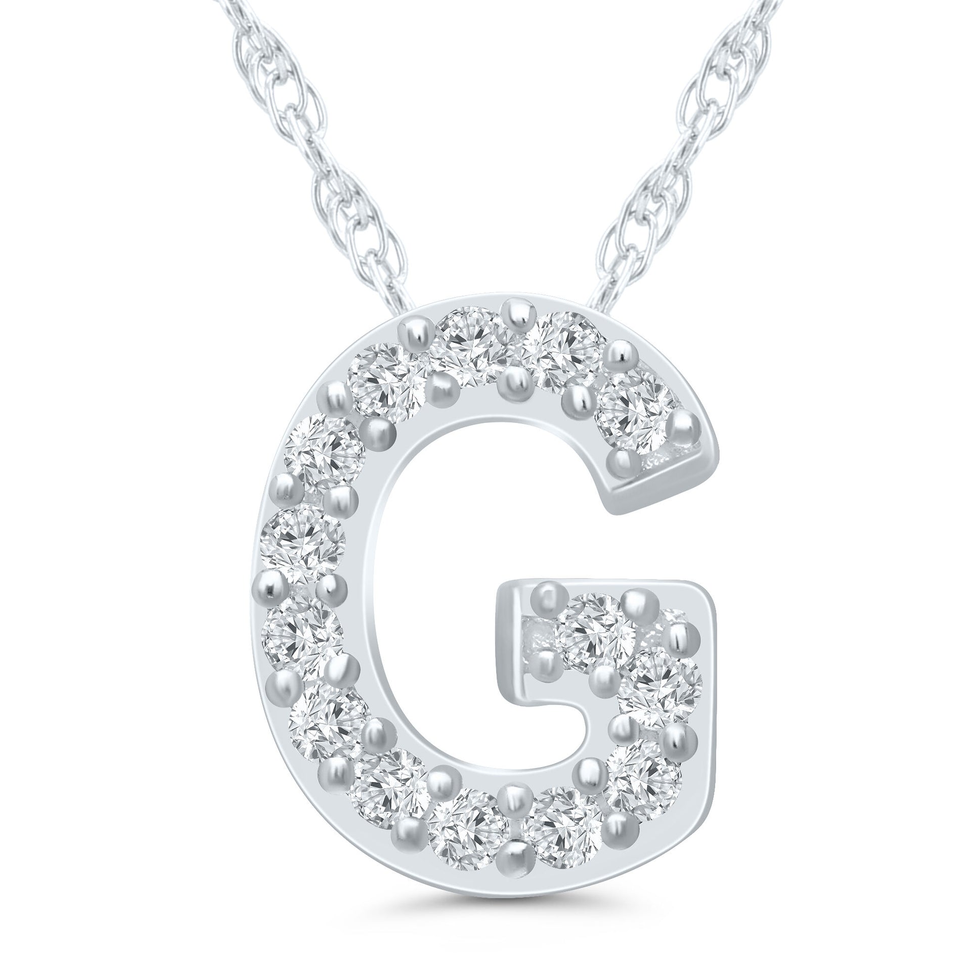 Diamond Accent Initial G Pendant in 10K White Gold