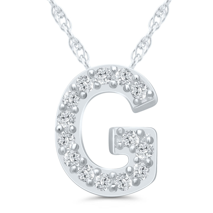 Diamond Accent Initial G Pendant in 10K White Gold