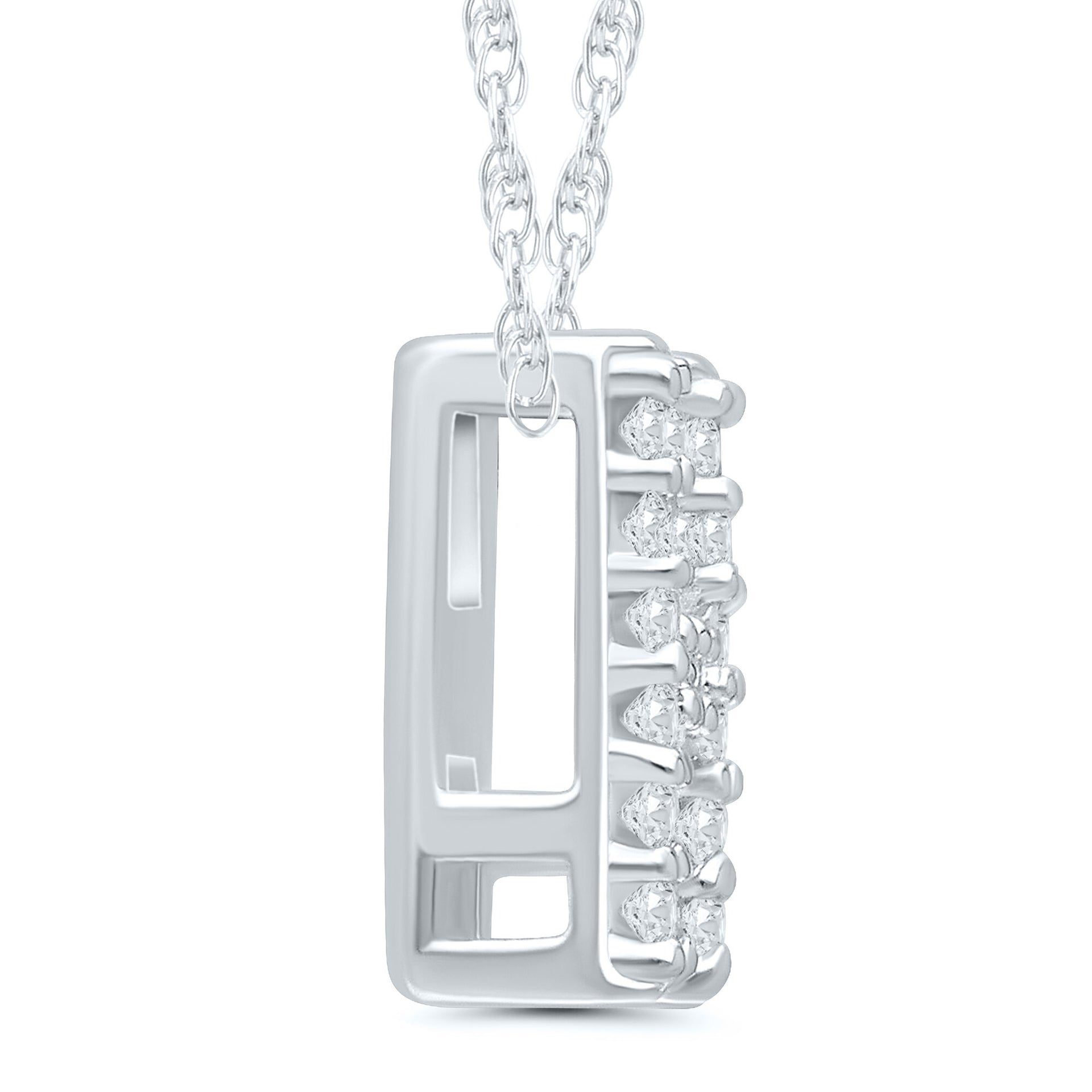 Diamond Accent Initial H Pendant in 10K White Gold