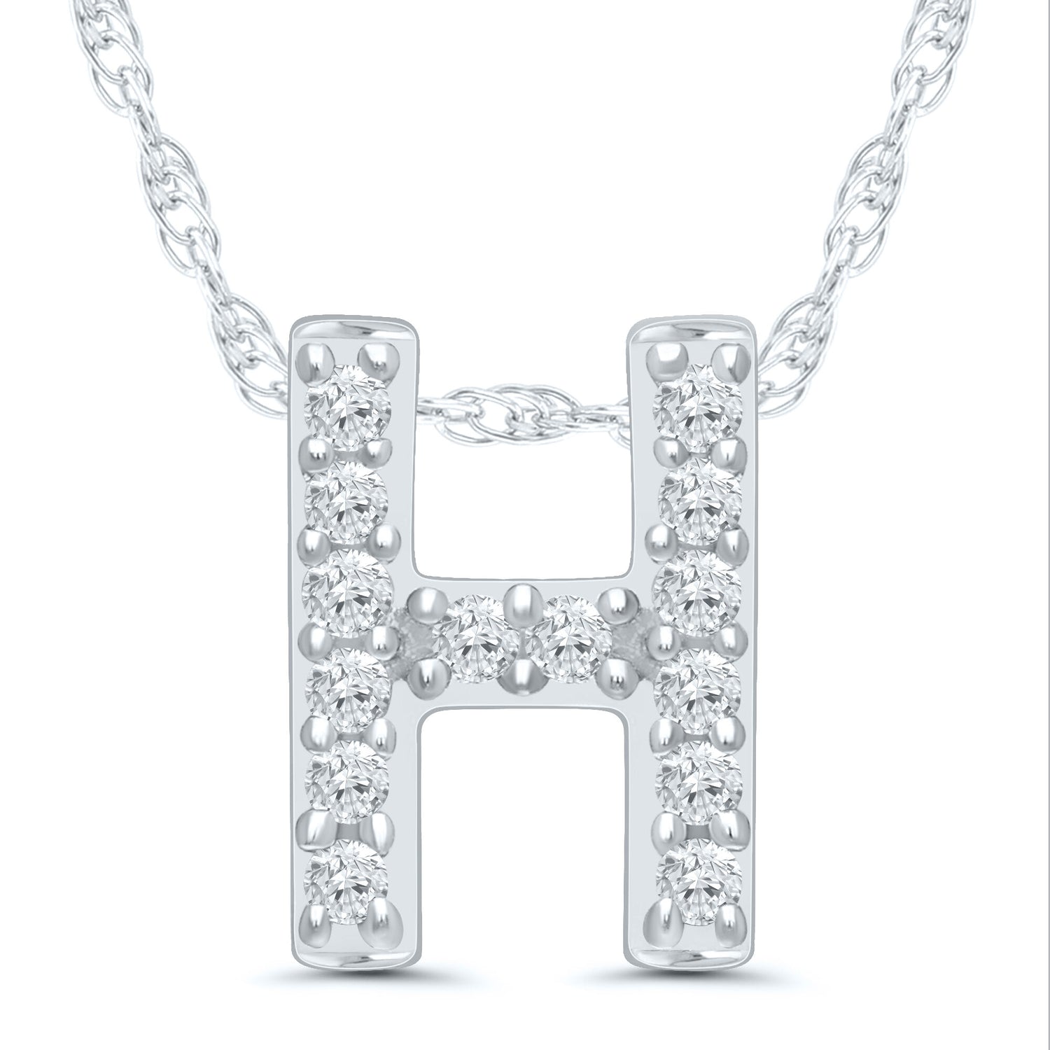 Diamond Accent Initial H Pendant in 10K White Gold