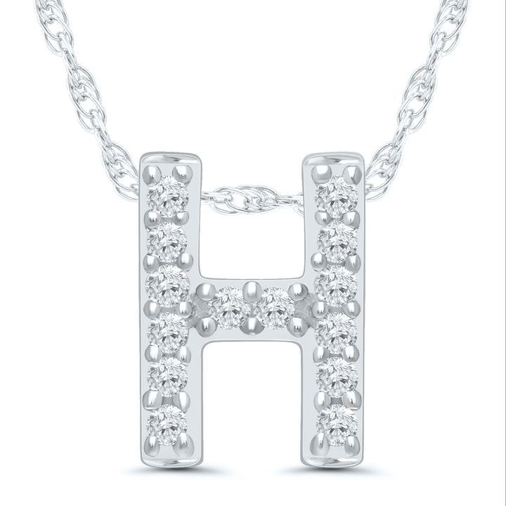 Diamond Accent Initial H Pendant in 10K White Gold