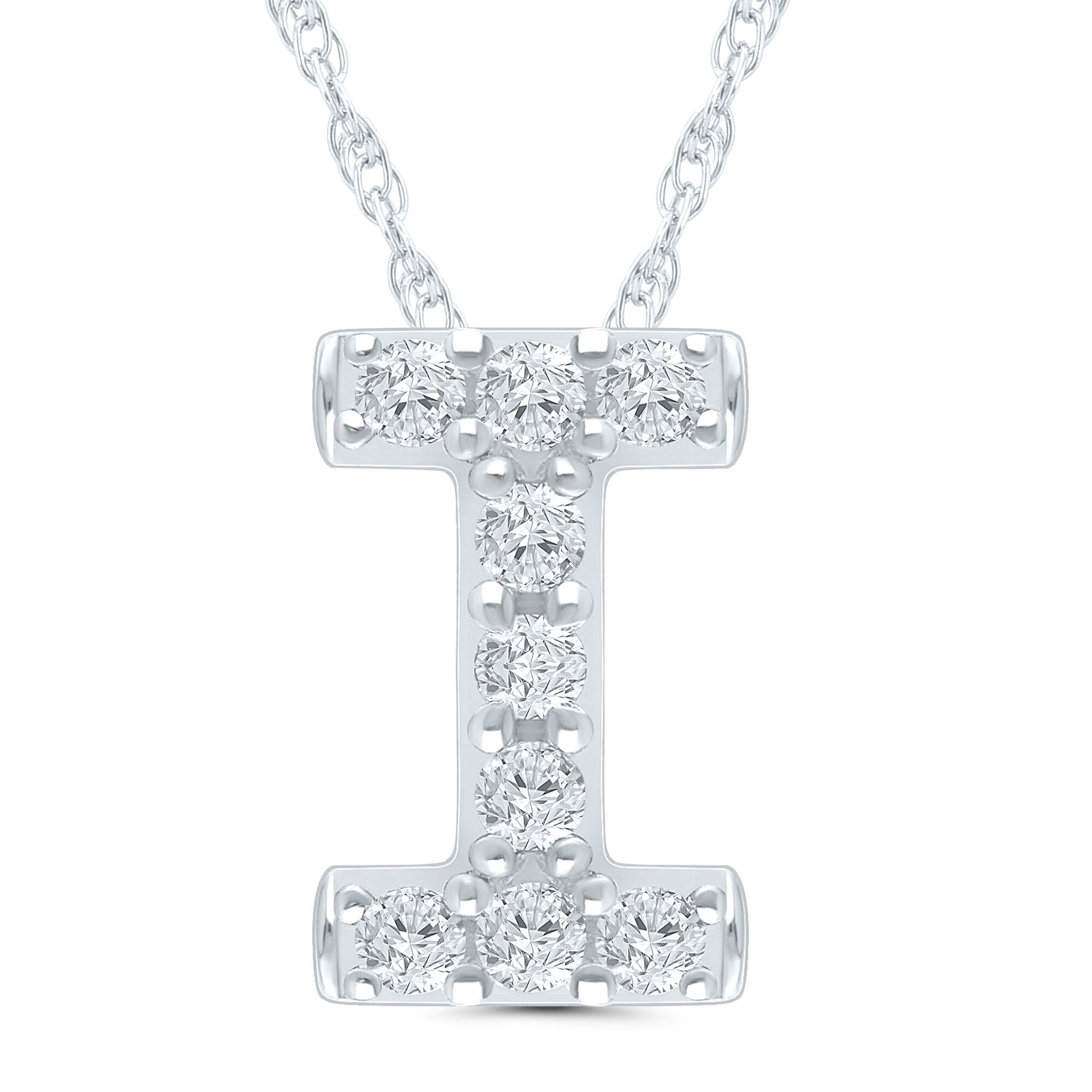Diamond Accent Initial I Pendant in 10K White Gold