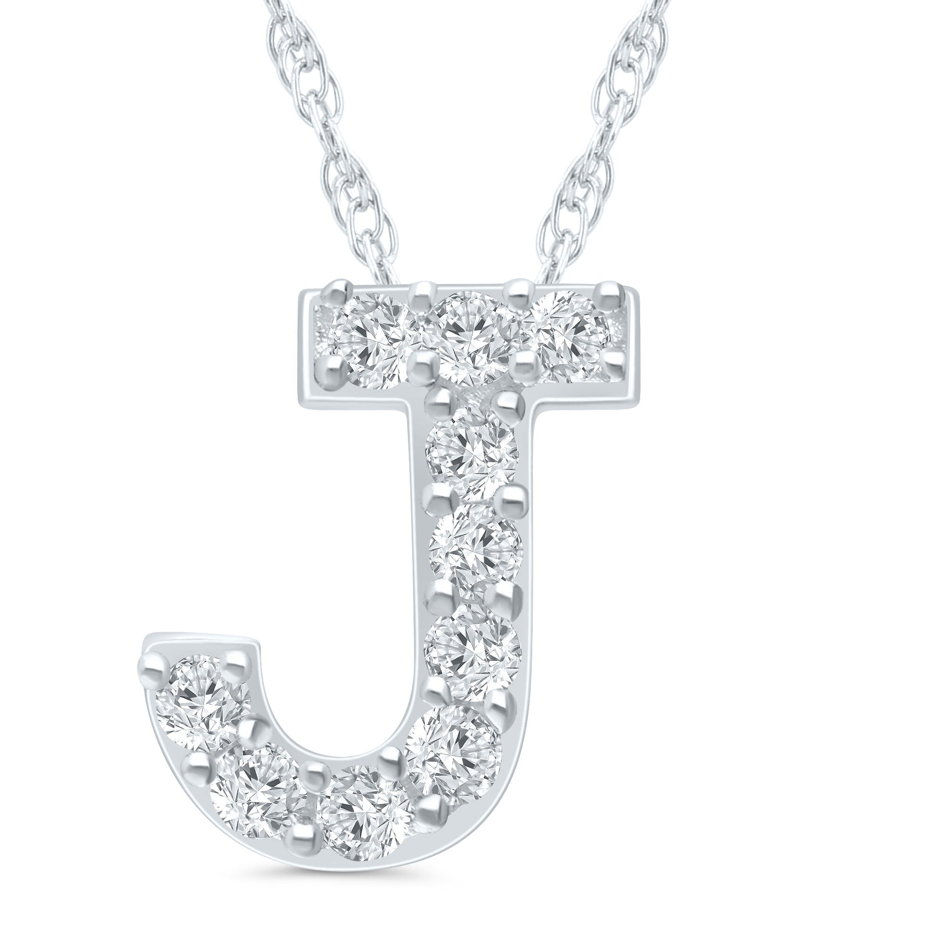 Diamond Accent Initial J Pendant in 10K White Gold
