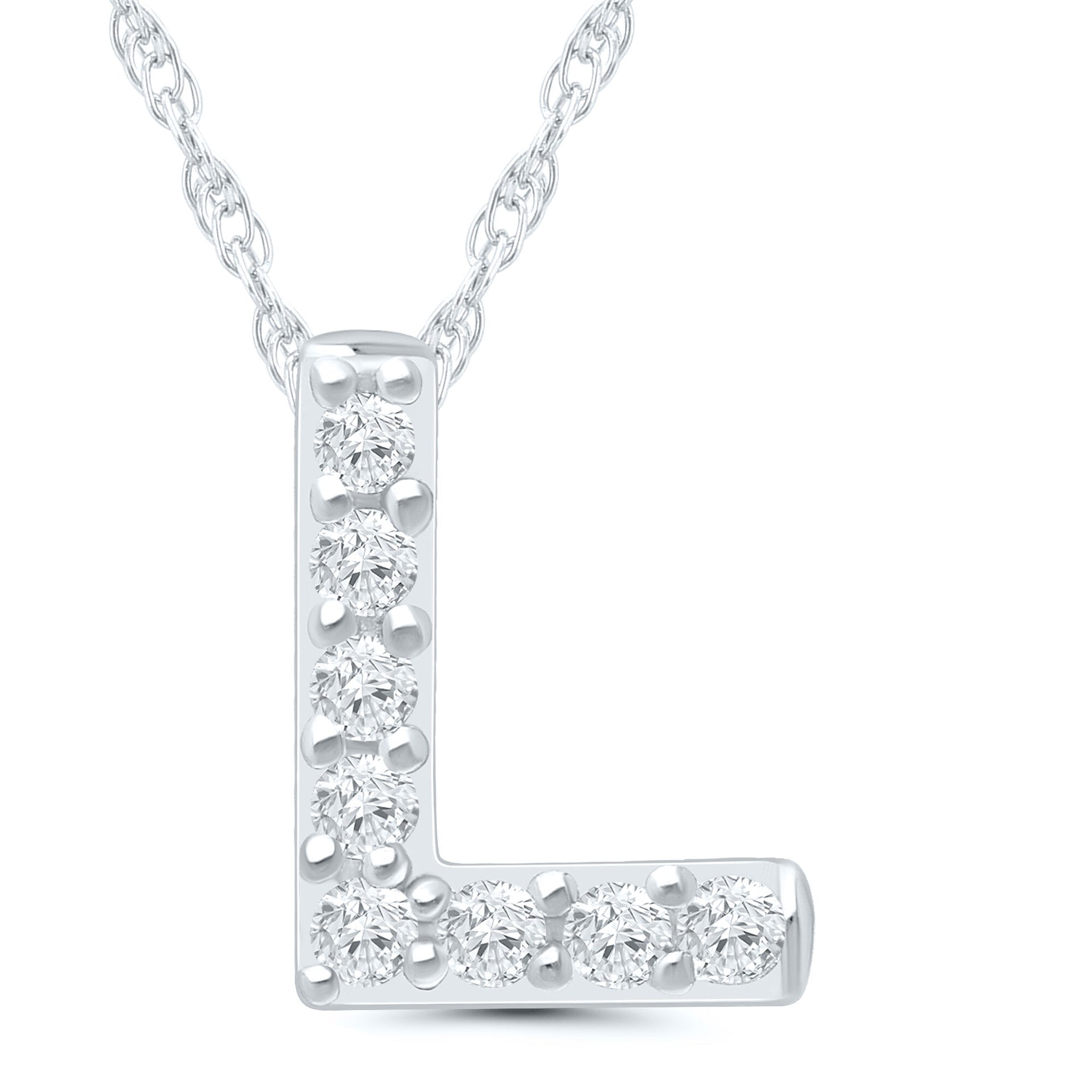 Diamond Accent Initial L Pendant in 10K White Gold