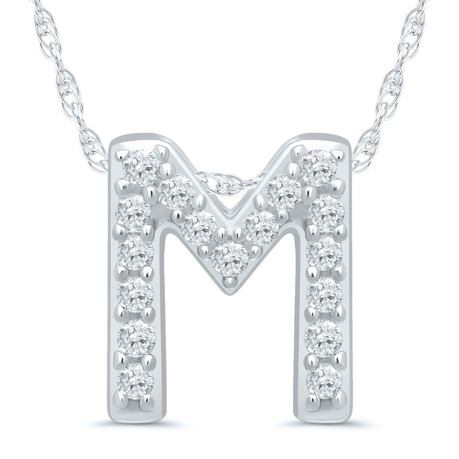 Diamond Accent Initial M Pendant in 10K White Gold