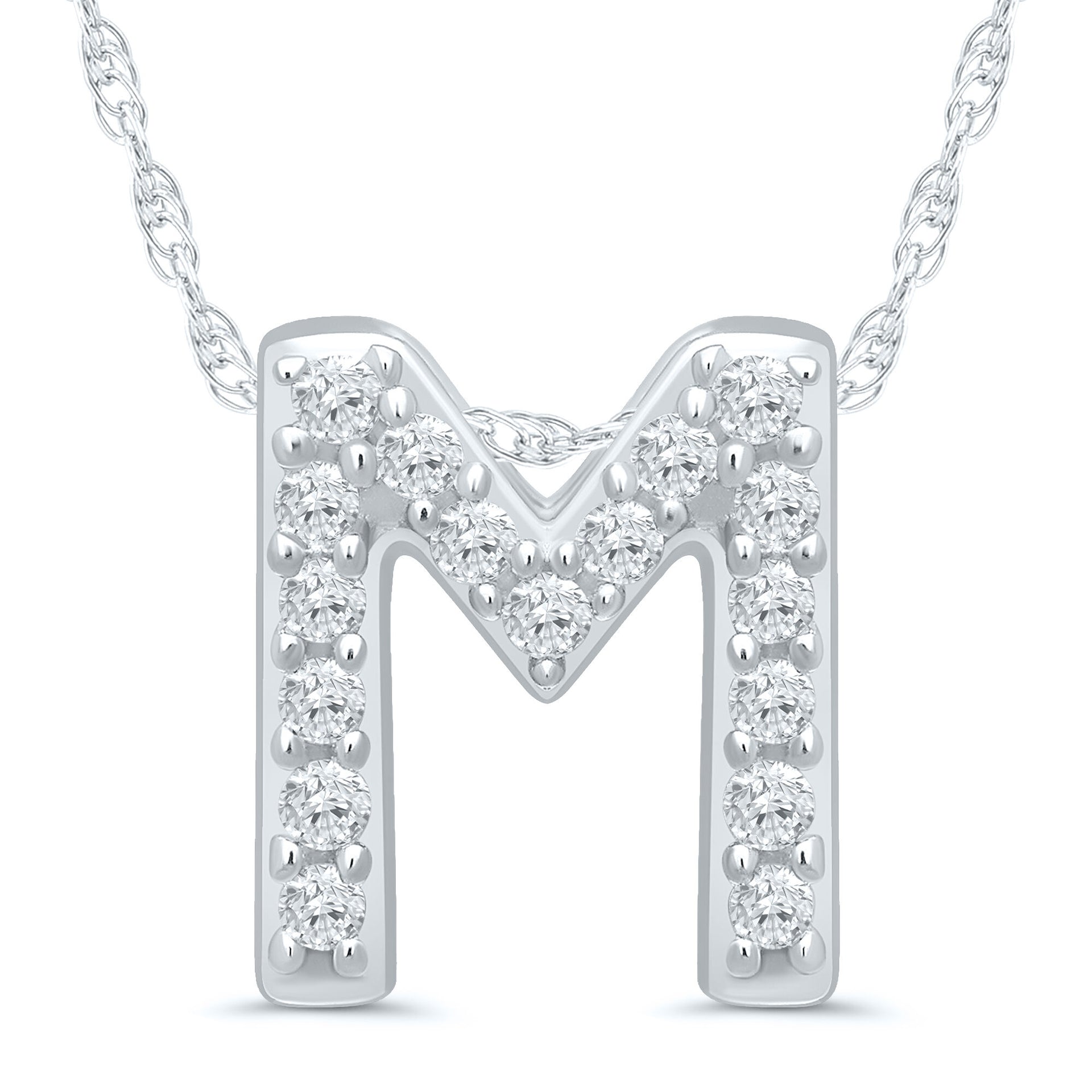 Diamond Accent Initial M Pendant in 10K White Gold