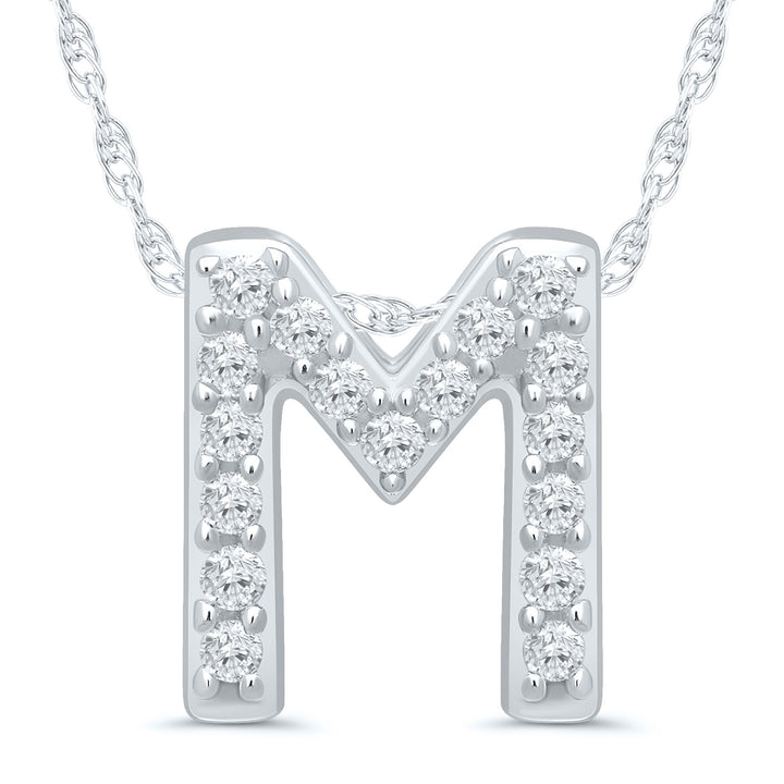 Diamond Accent Initial M Pendant in 10K White Gold