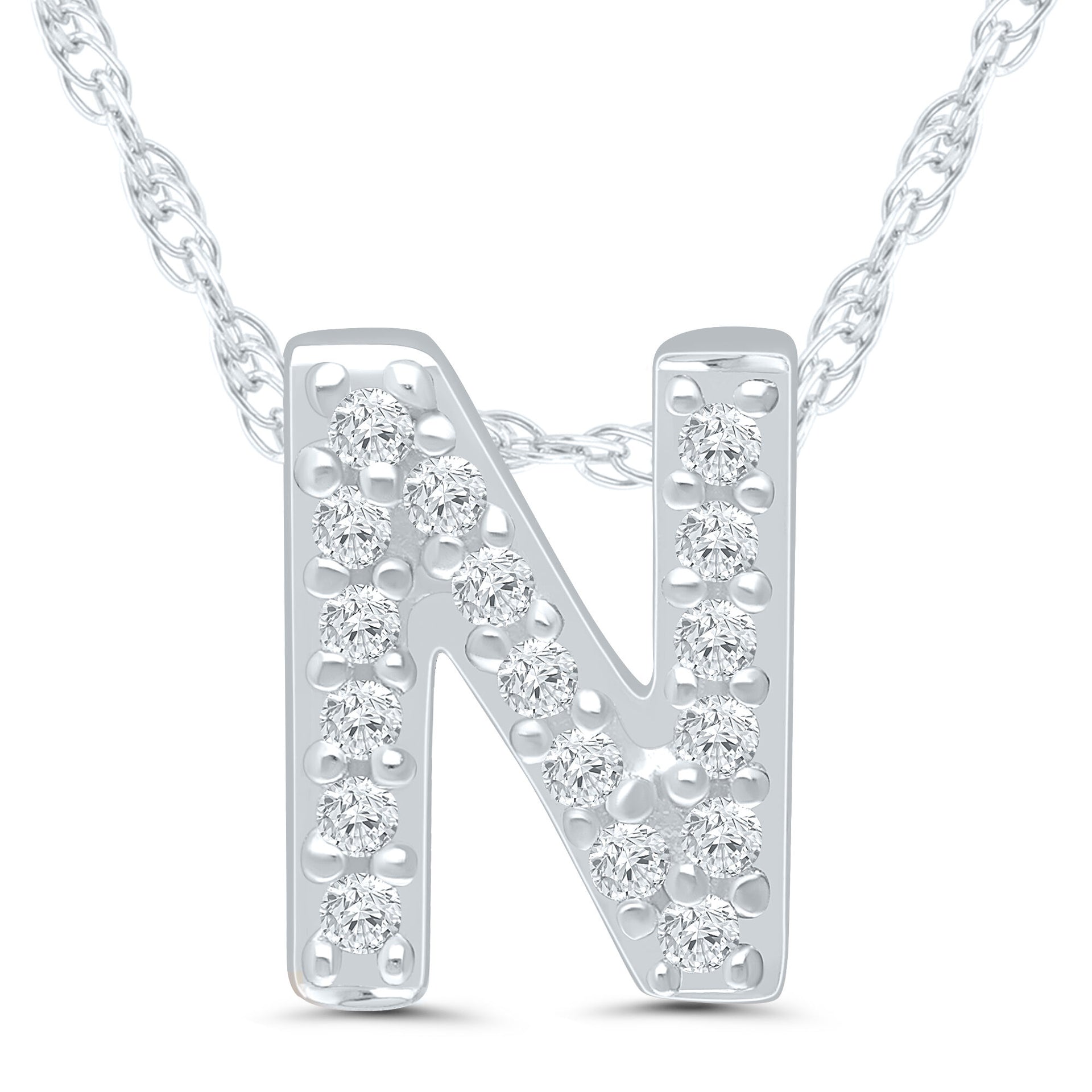 Diamond Accent Initial N Pendant in 10K White Gold
