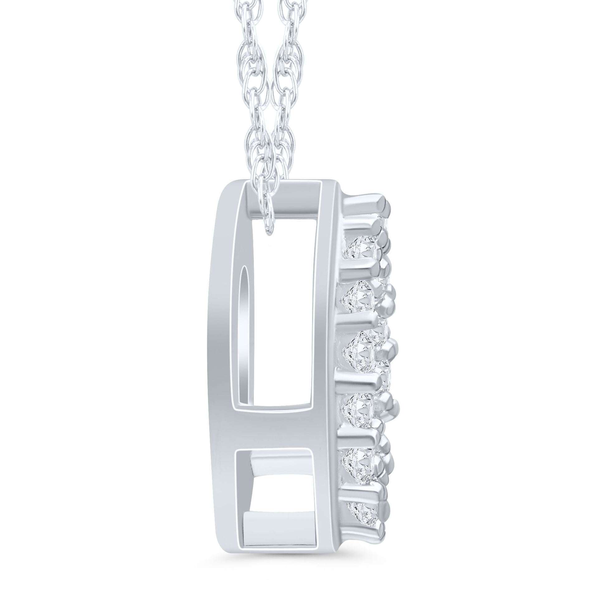 Diamond Accent Initial O Pendant in 10K White Gold