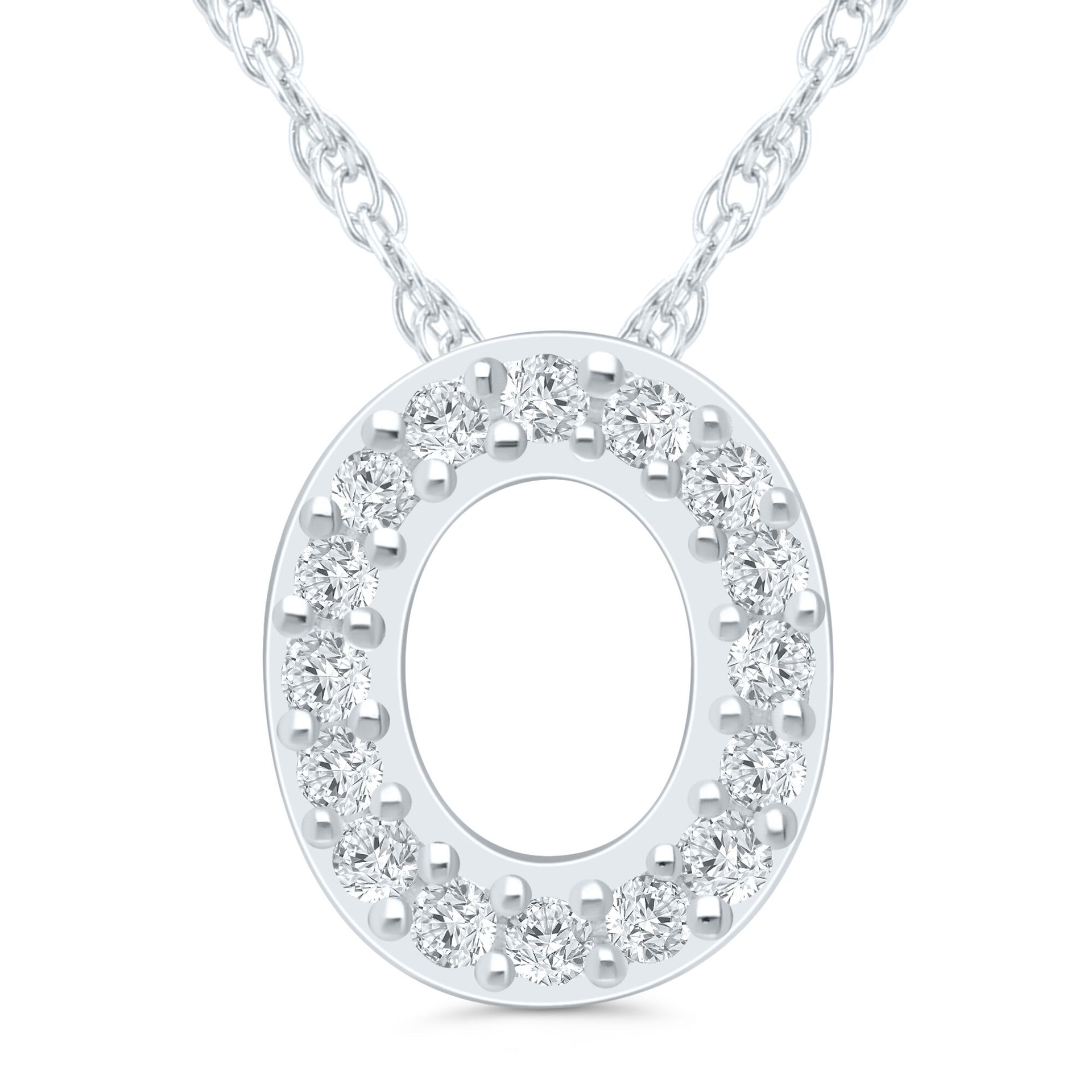 Diamond Accent Initial O Pendant in 10K White Gold