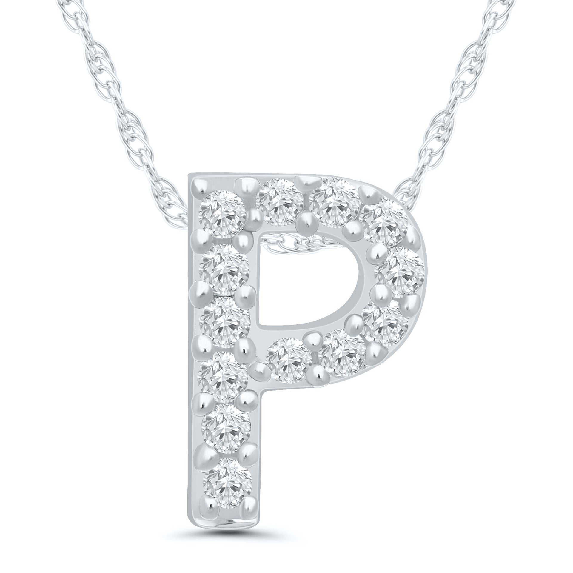 Diamond Accent Initial P Pendant in 10K White Gold