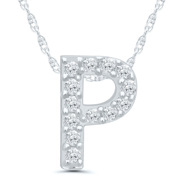 Diamond Accent Initial P Pendant in 10K White Gold