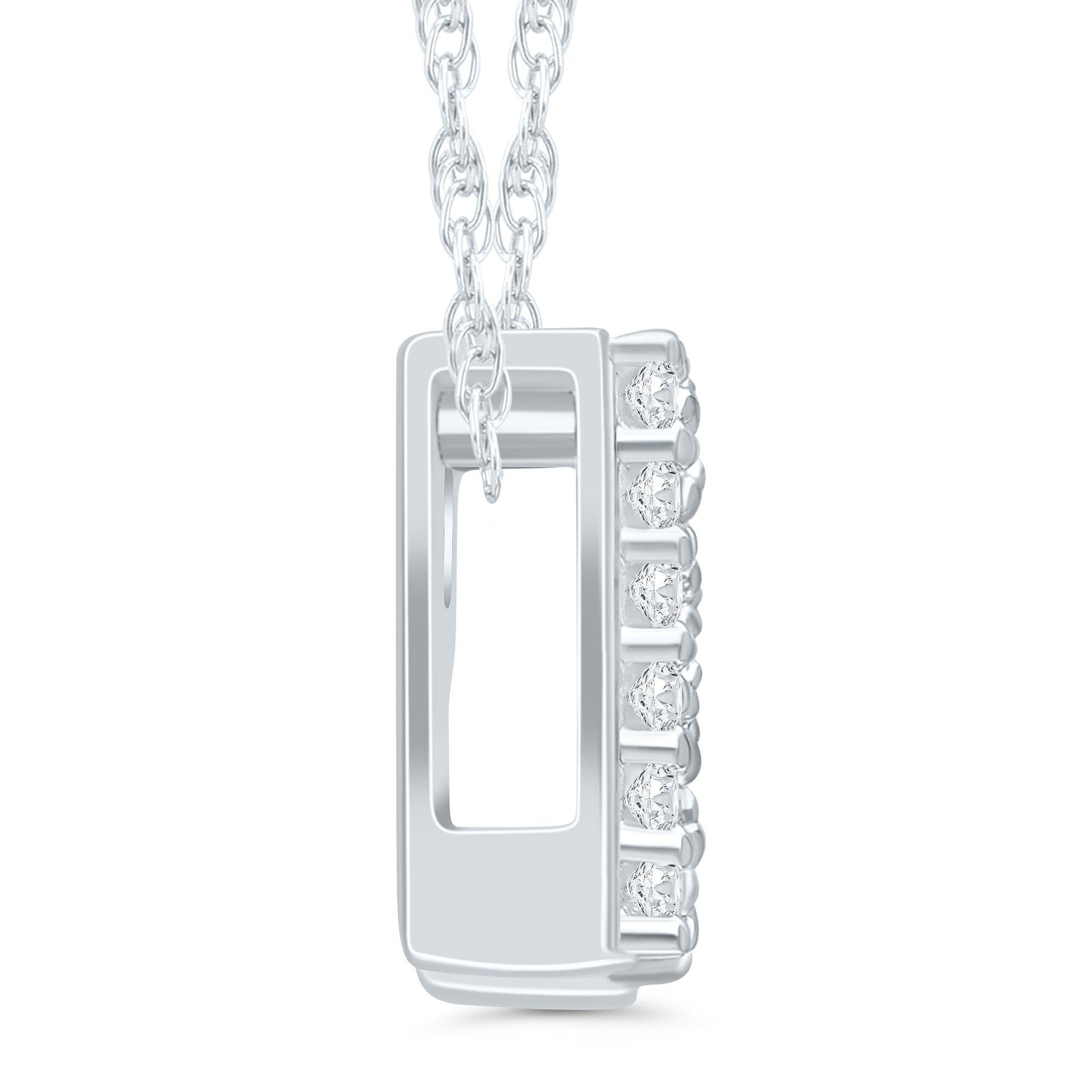 Diamond Accent Initial R Pendant in 10K White Gold