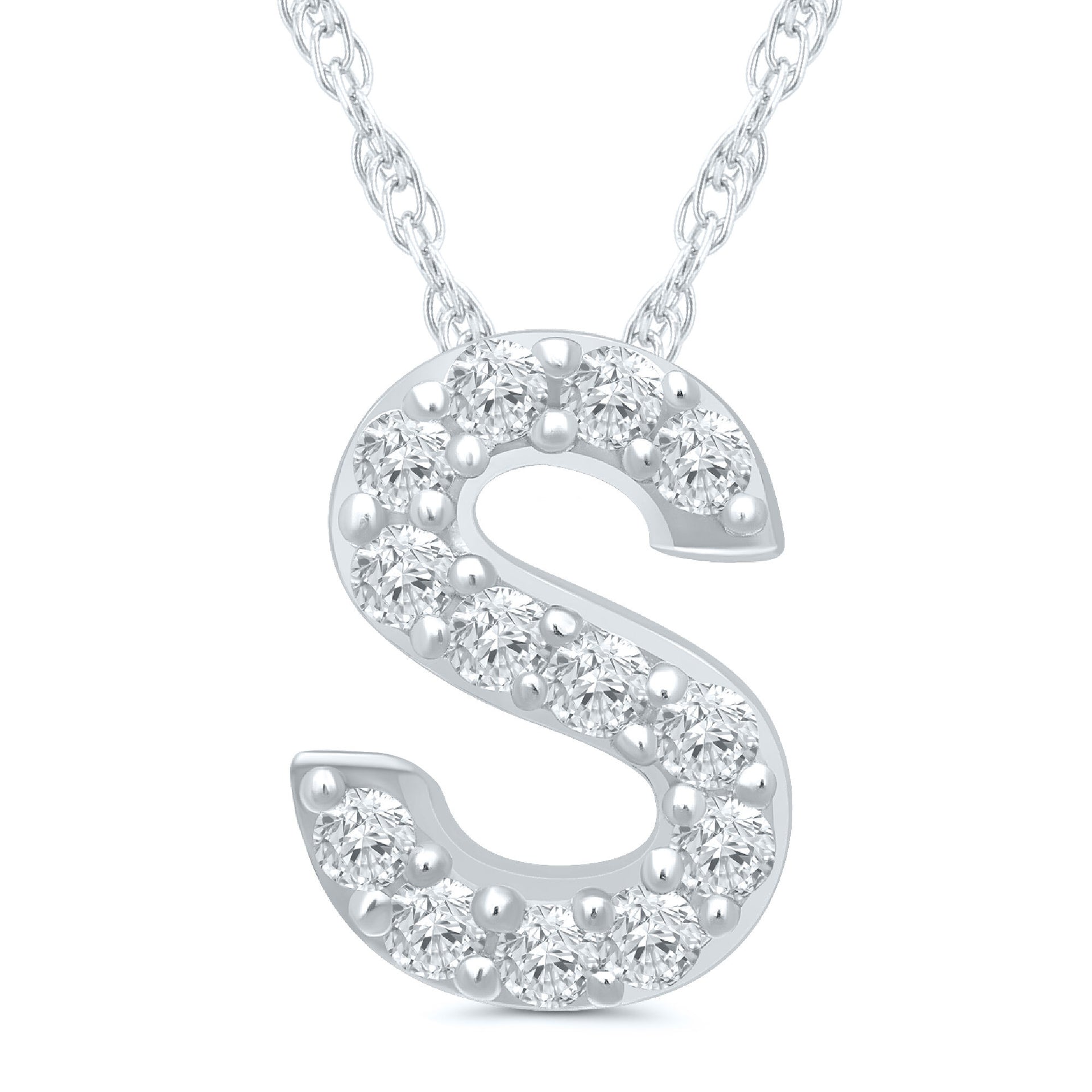 Diamond Accent Initial R Pendant in 10K White Gold