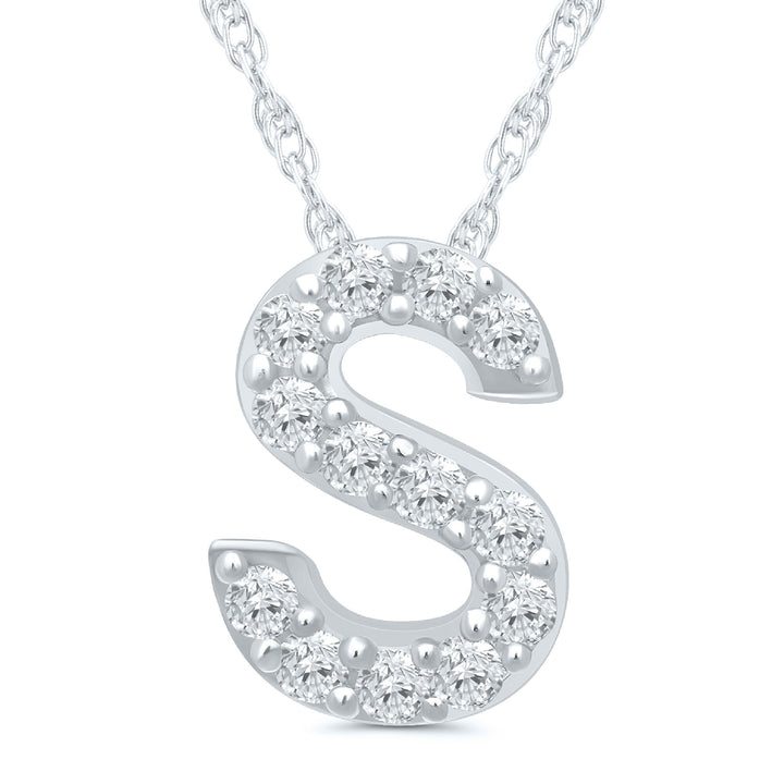 Diamond Accent Initial R Pendant in 10K White Gold