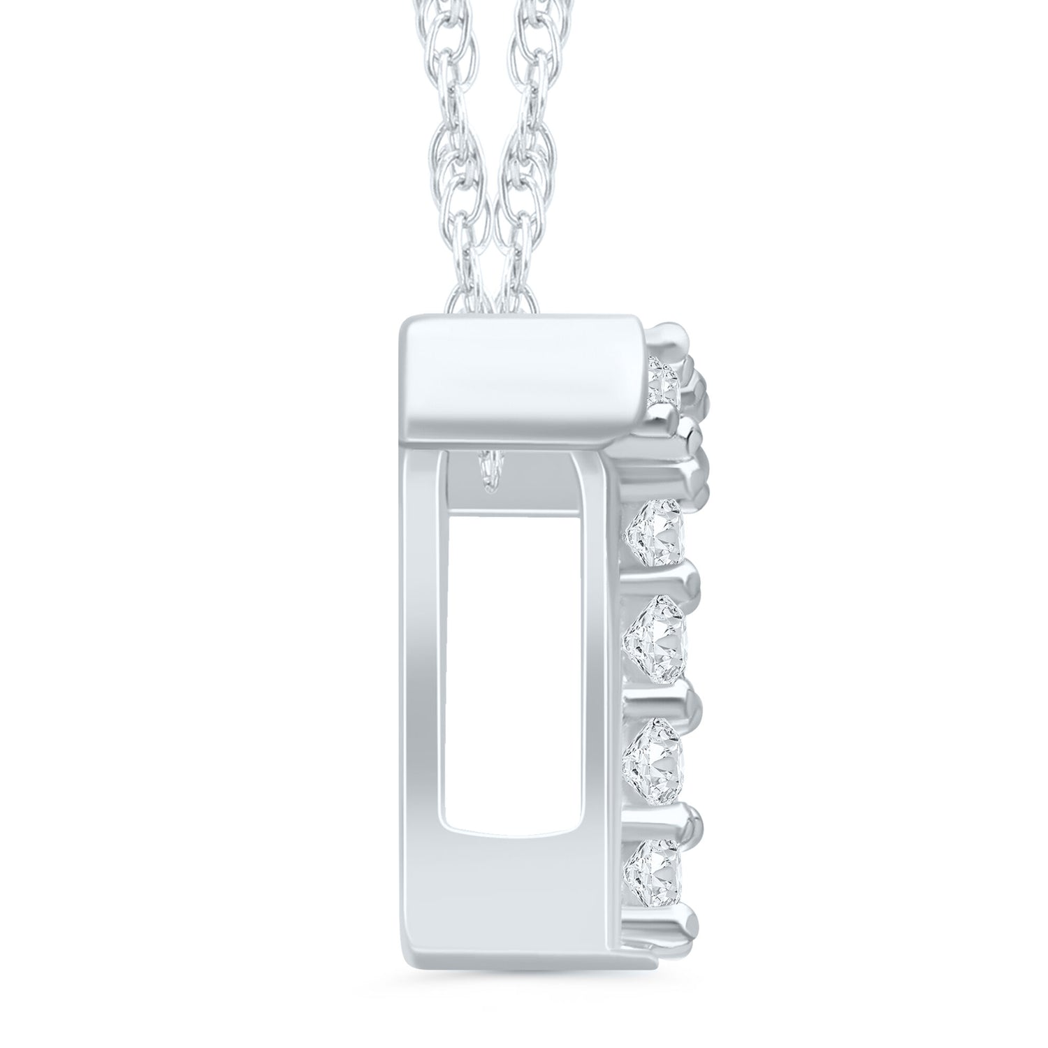 Diamond Accent Initial T Pendant in 10K White Gold