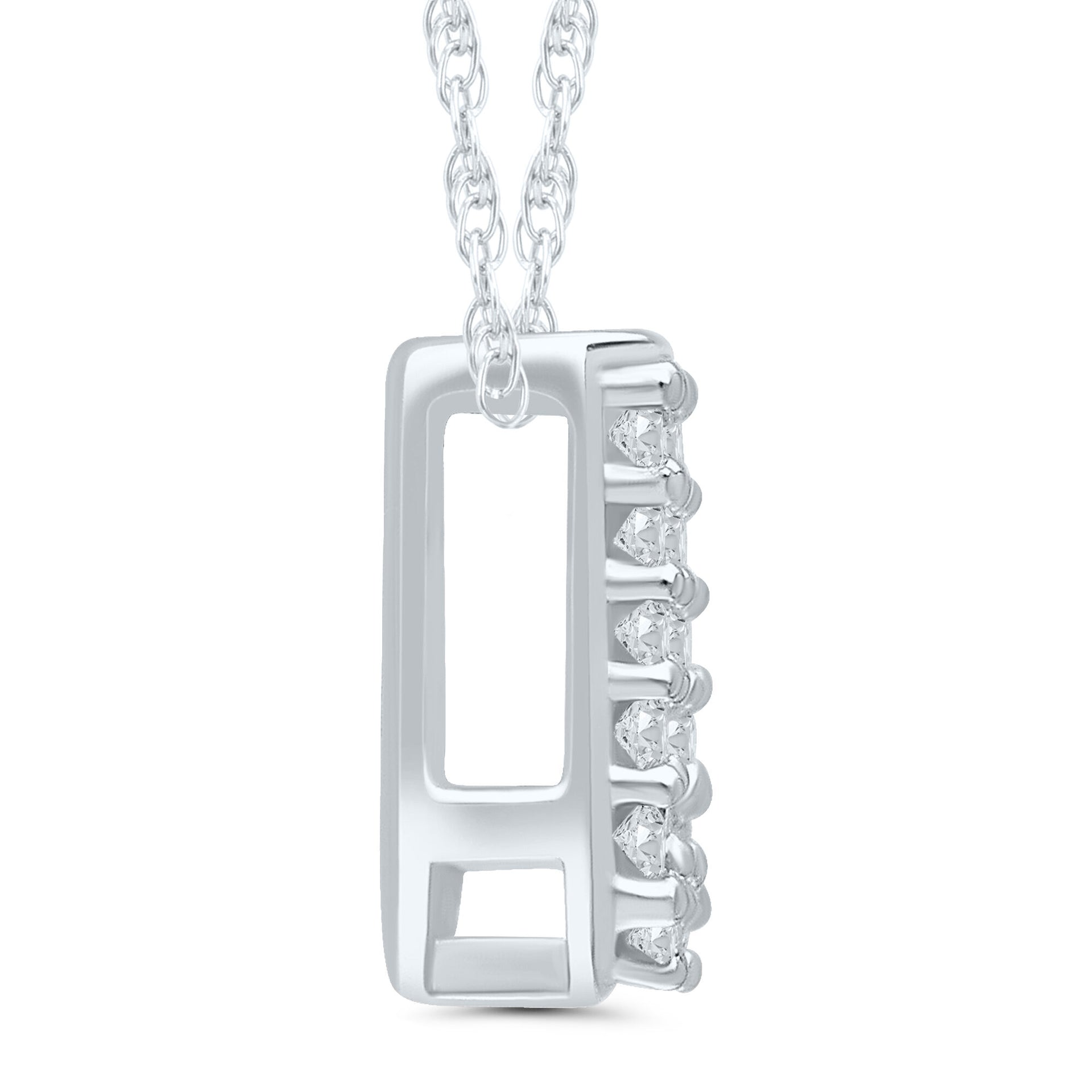 Diamond Accent Initial U Pendant in 10K White Gold