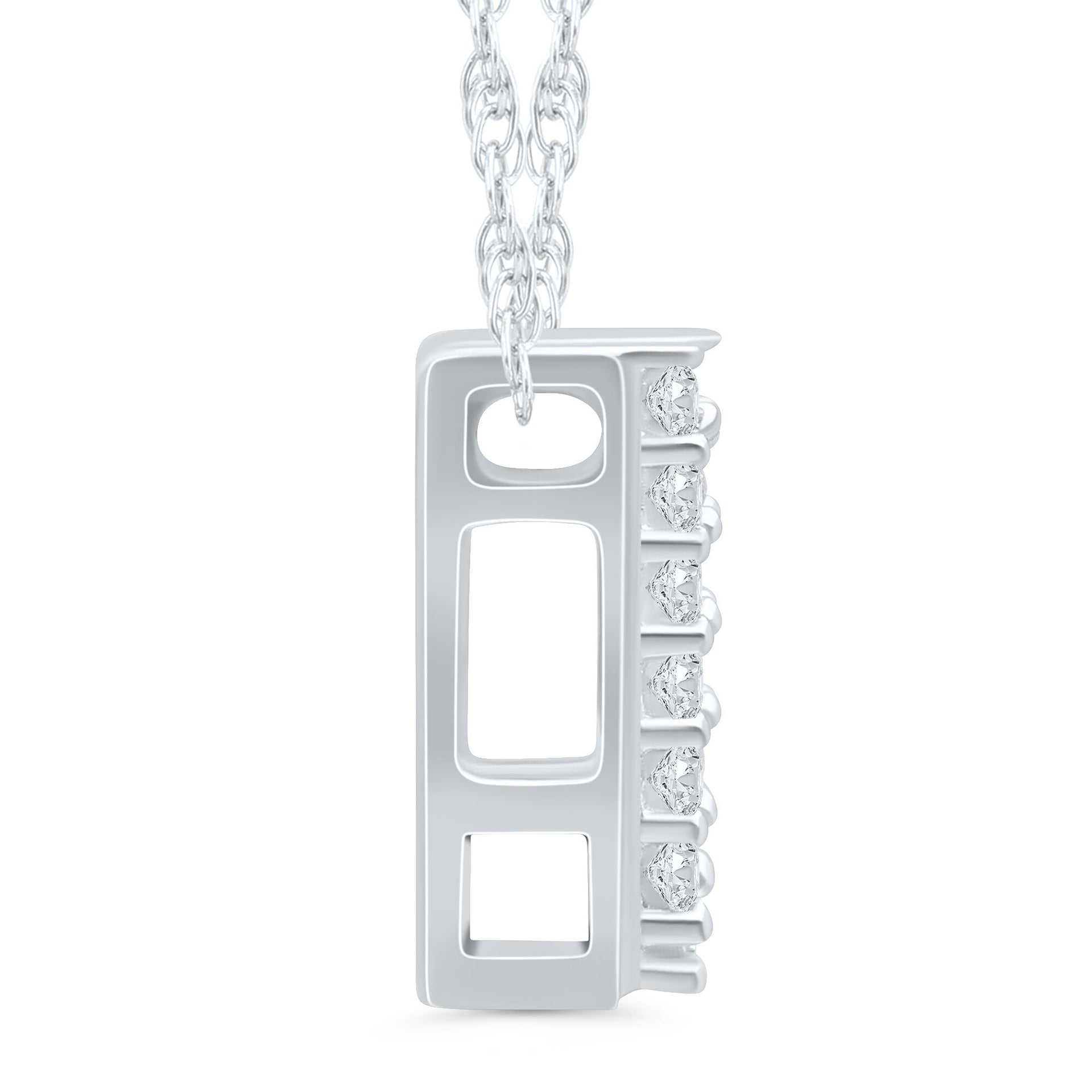 Diamond Accent Initial V Pendant in 10K White Gold
