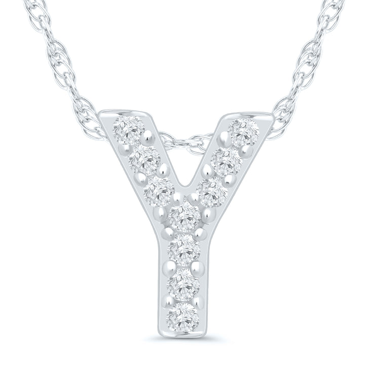 Diamond Accent Initial Y Pendant in 10K White Gold