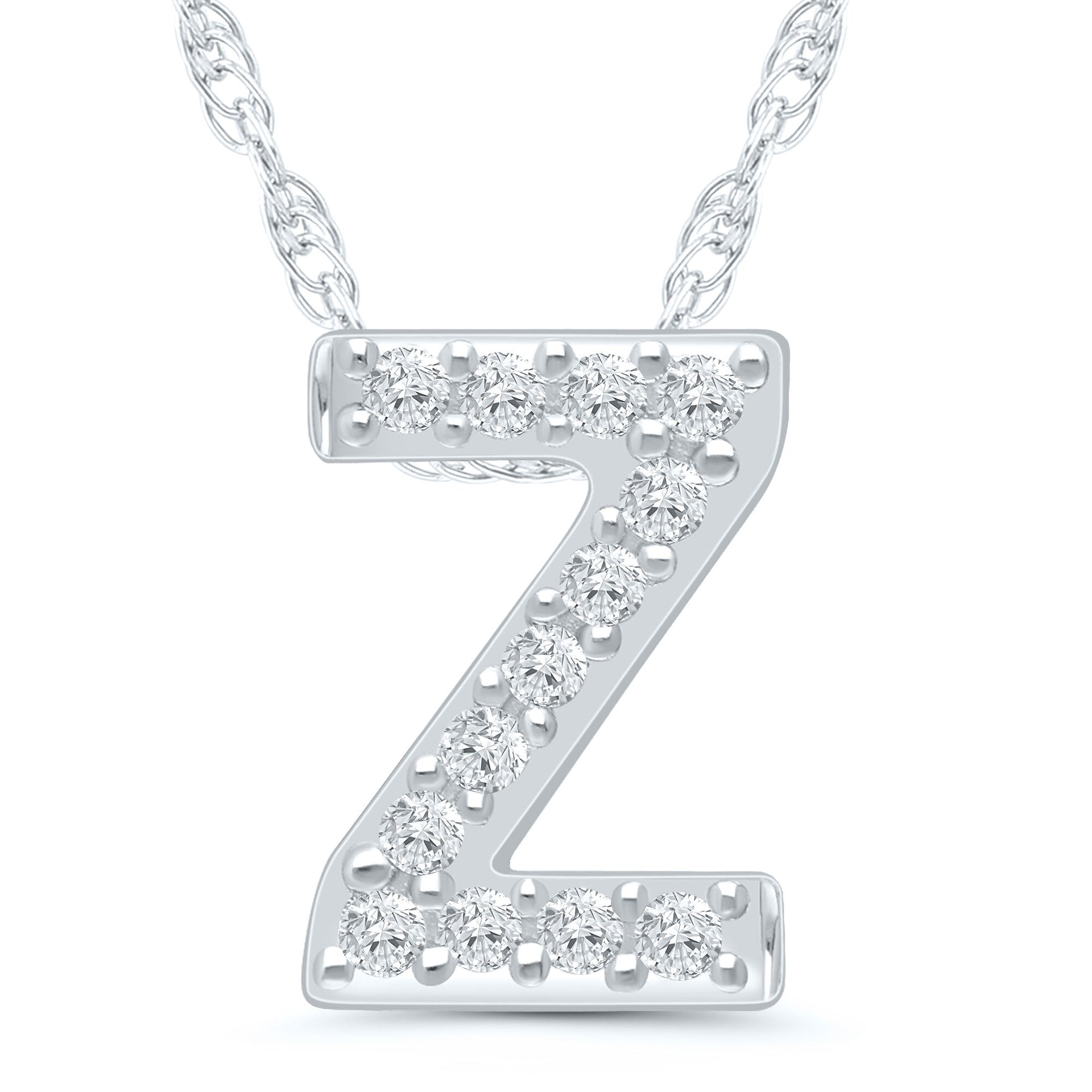 Diamond Accent Initial Z Pendant in 10K White Gold
