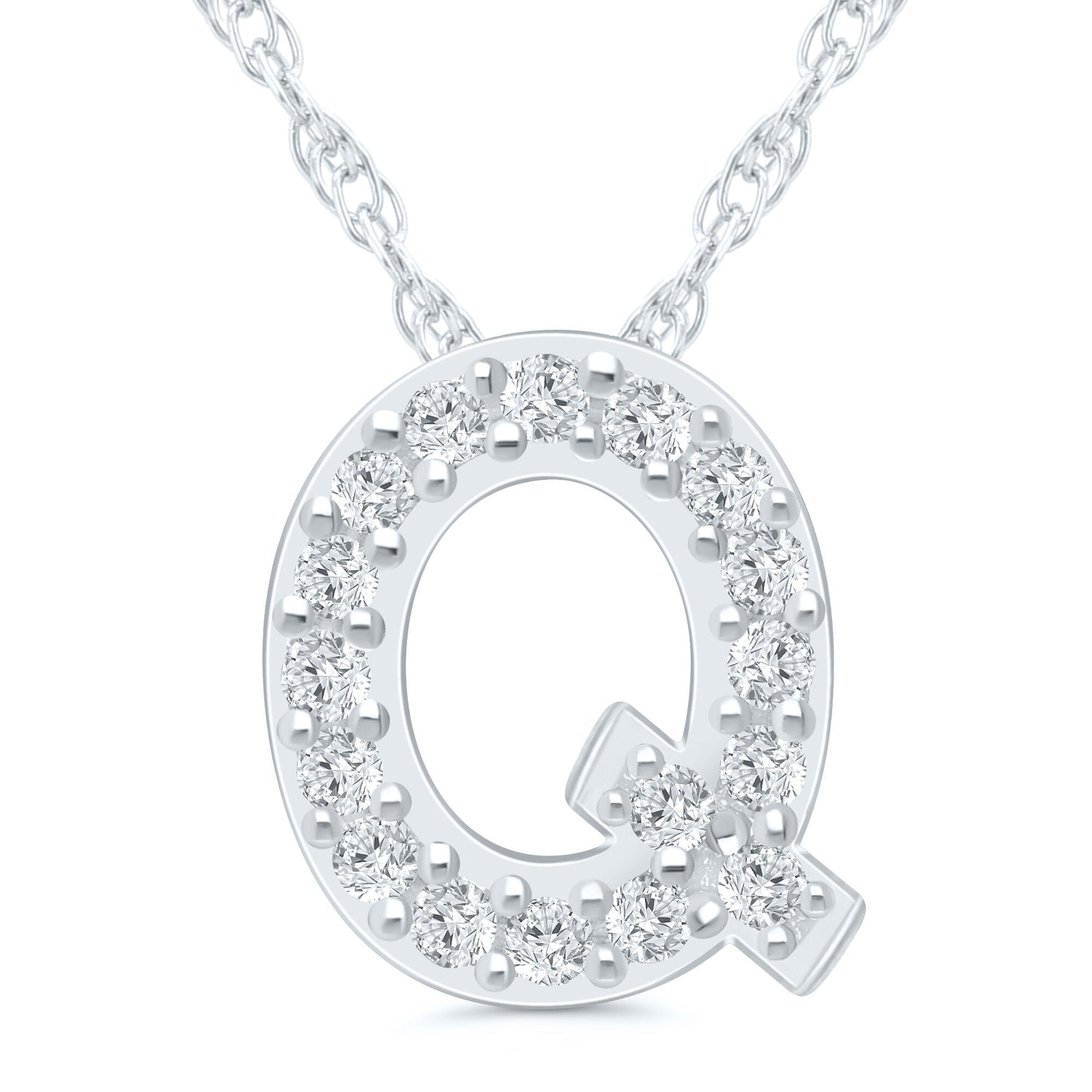Diamond Accent Initial Q Pendant in 10K White Gold