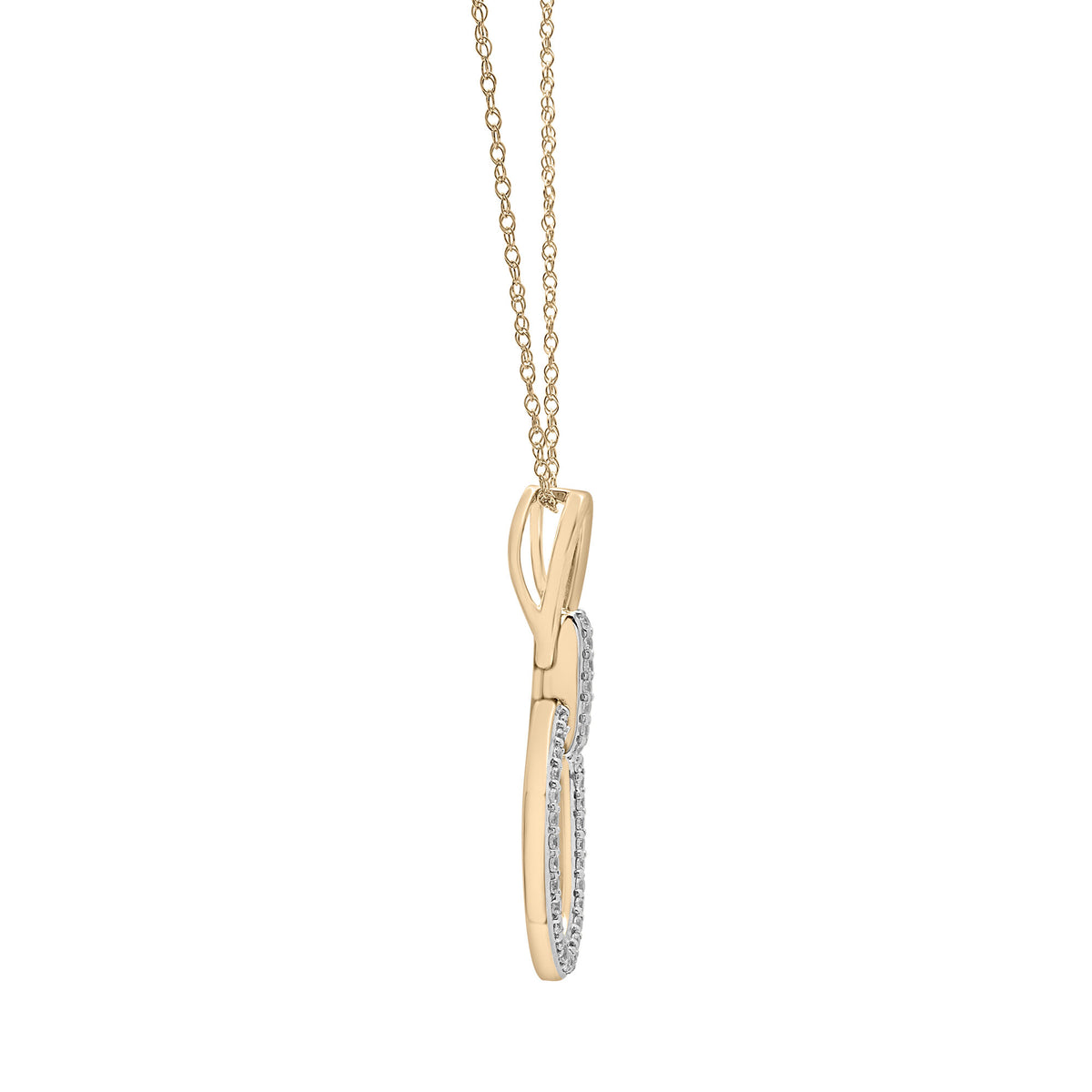 Diamond Double Oval Drop Pendant in 10K Yellow Gold (1/4 ct. tw.)