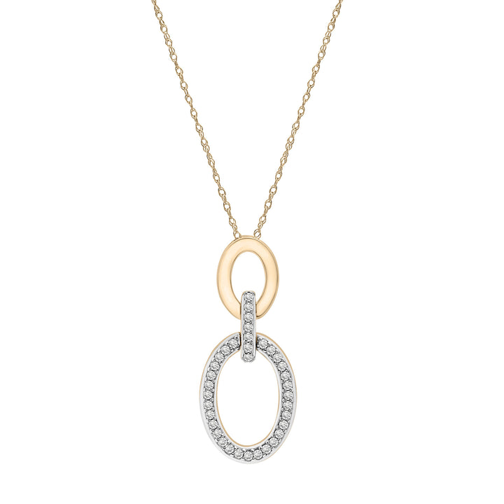 Diamond Double Oval Drop Pendant in 10K Yellow Gold (1/4 ct. tw.)