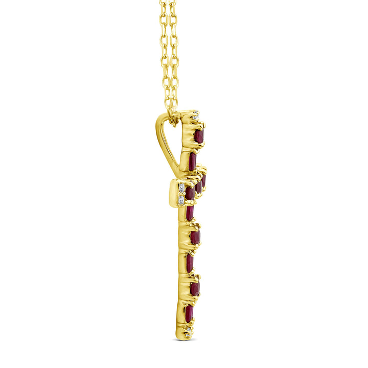 Ruby and Diamond Accent Cross Pendant in 10K Yellow Gold