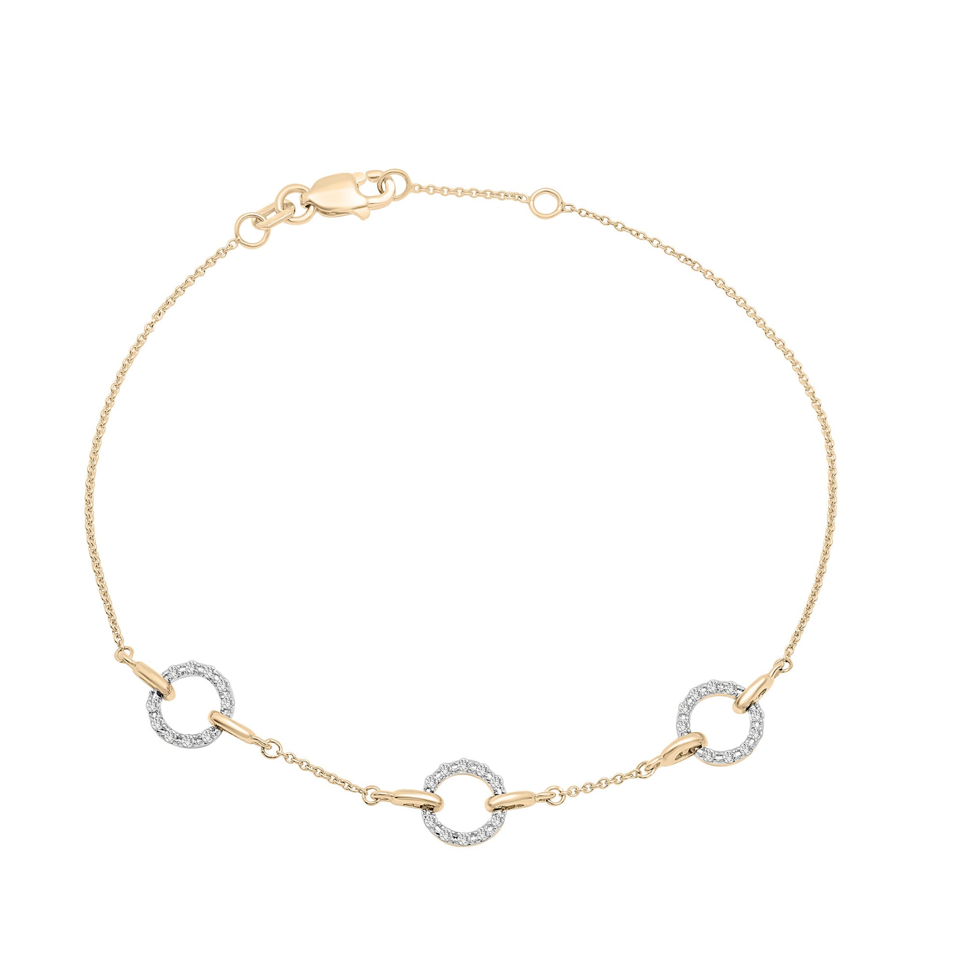 Diamond Circle Chain Bracelet in 10K Yellow Gold (1/7 ct. tw.)