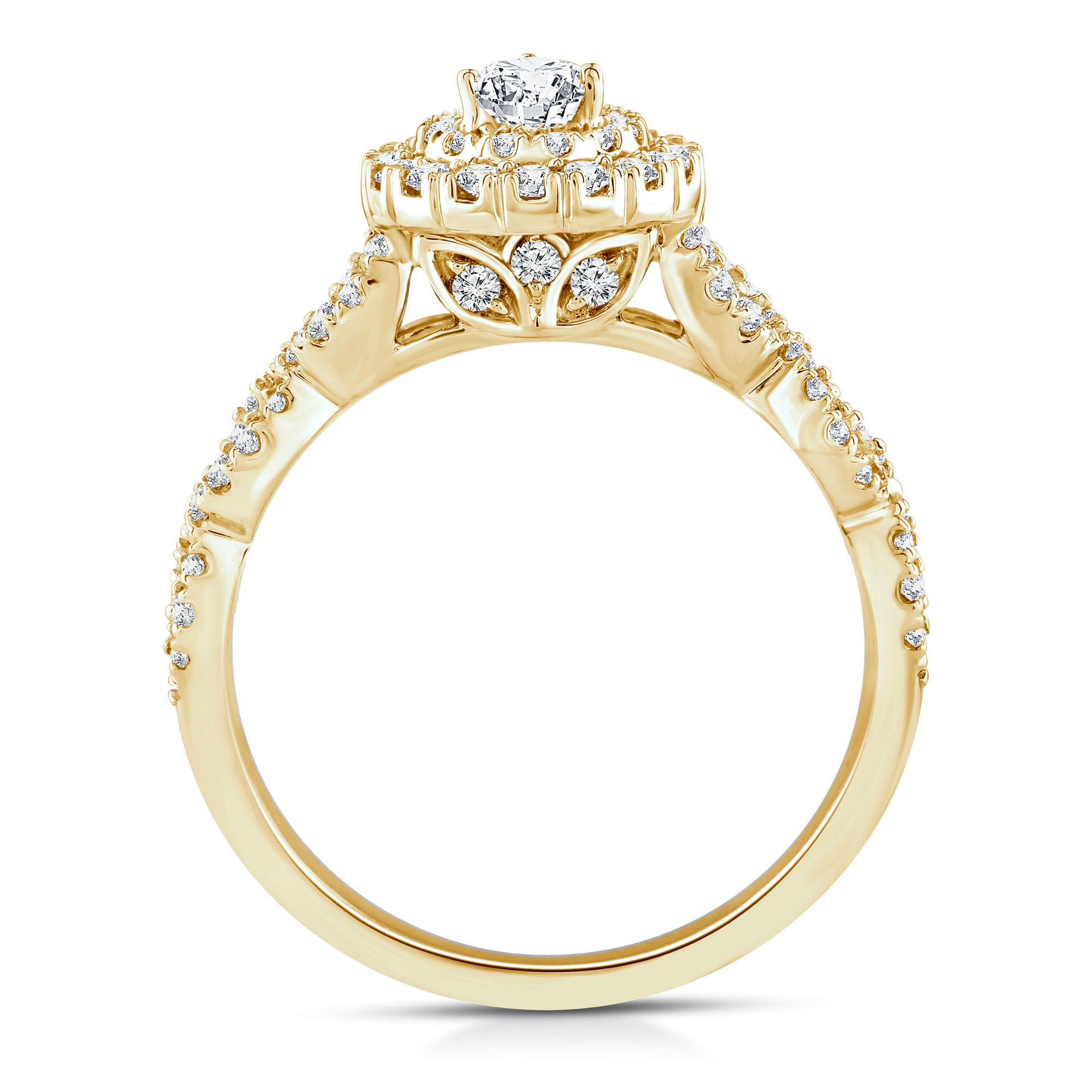 Lab Grown Diamond Pear-Shaped Engagement Ring in 10K Yellow Gold (1 ct. tw.)
