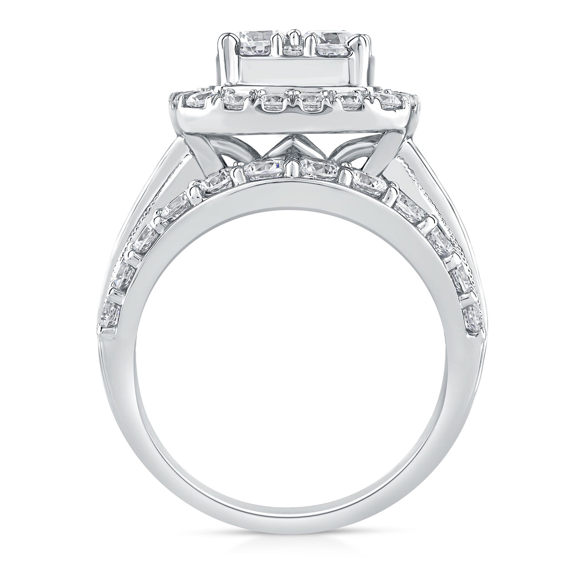 Lab Grown Diamond Cushion Composite Engagement Ring in 14K White Gold (4 ct. tw.)