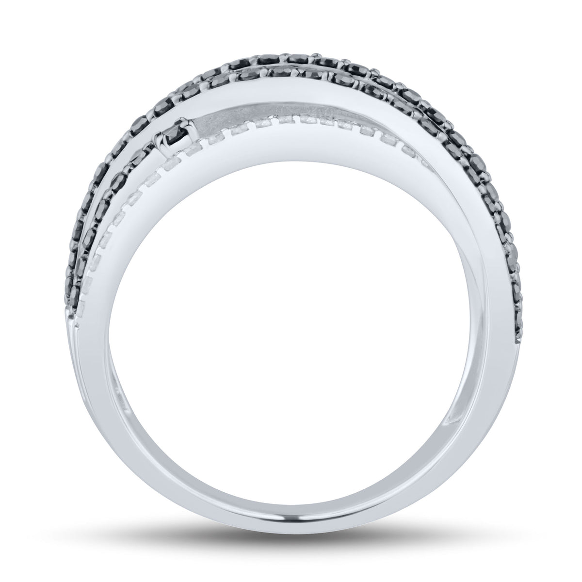 Black & White Diamond Orbit Ring in 10K White Gold (3/4 ct. tw.)