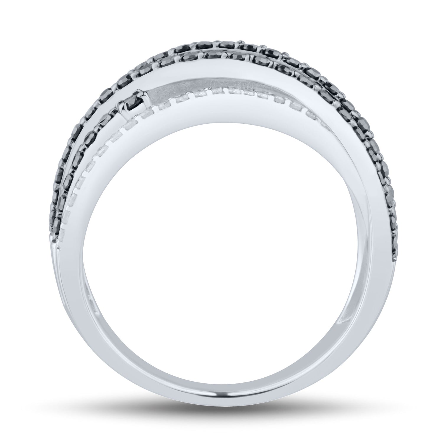 Black & White Diamond Orbit Ring in 10K White Gold (3/4 ct. tw.)